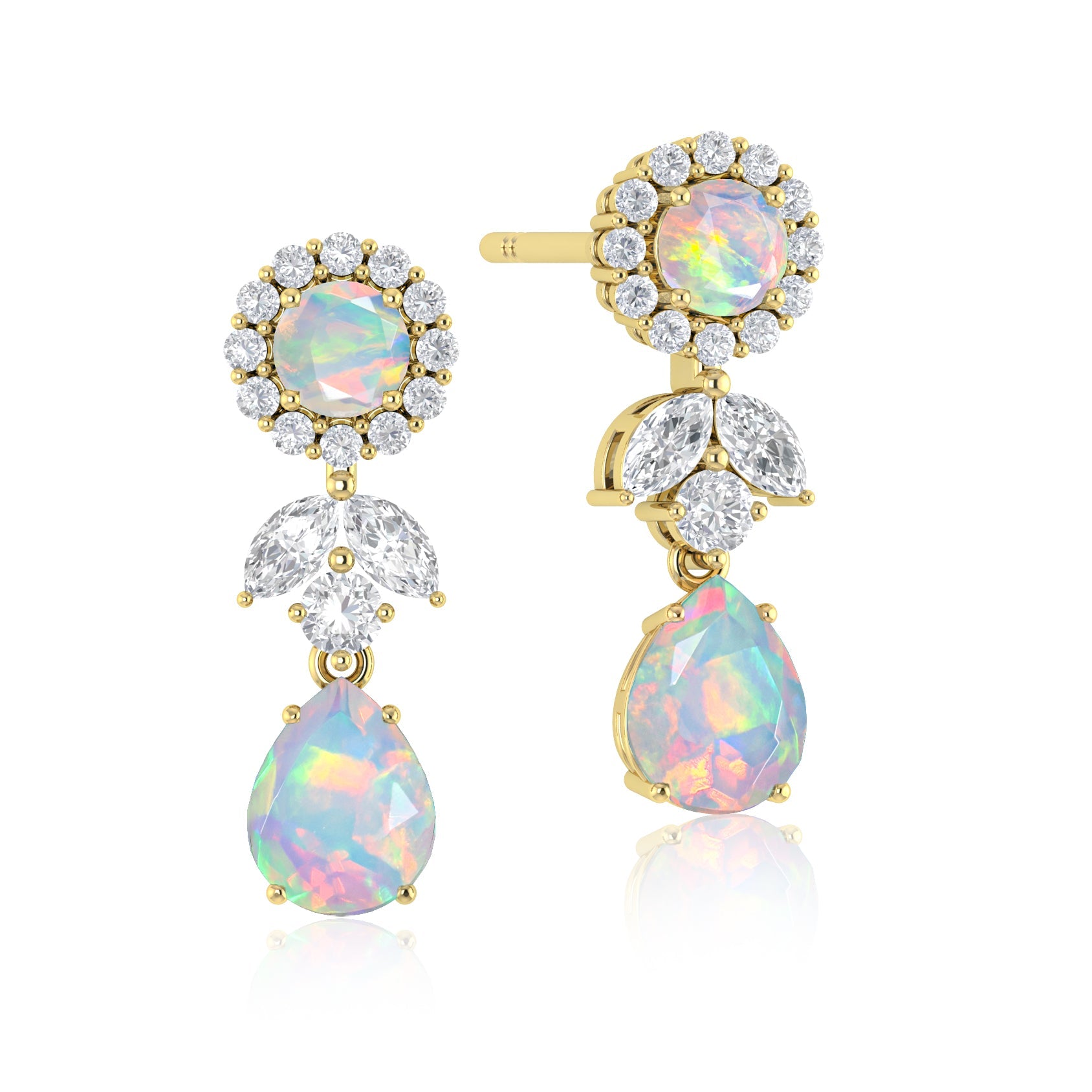 Black Fire Dual Opal Drop and Stud Earring - Goodstone Jewels