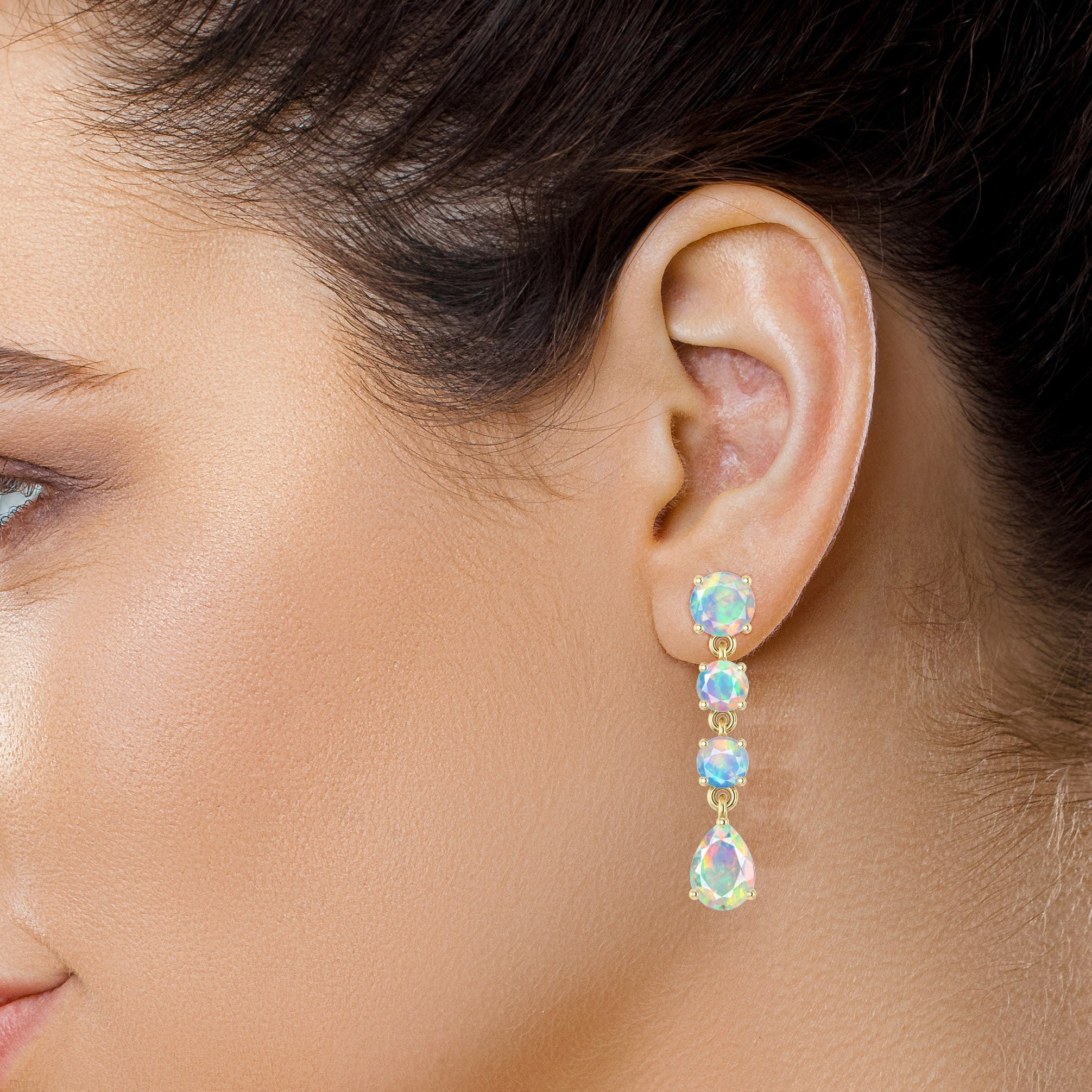 Black Fire Opal Stone Stud Earring - Goodstone Jewels