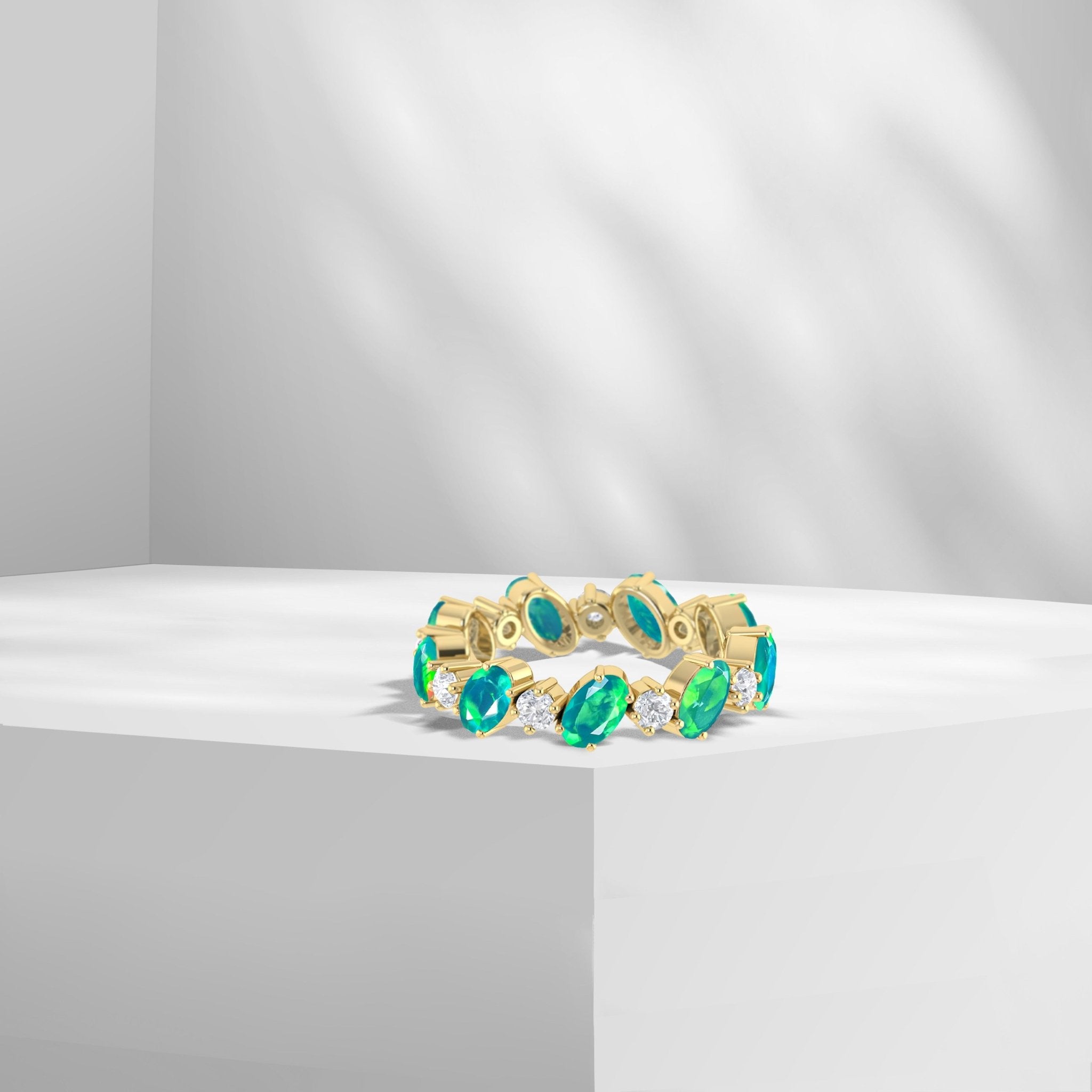 Black Fire Oval Faceted Opal Ring for Women - Goodstone Jewels