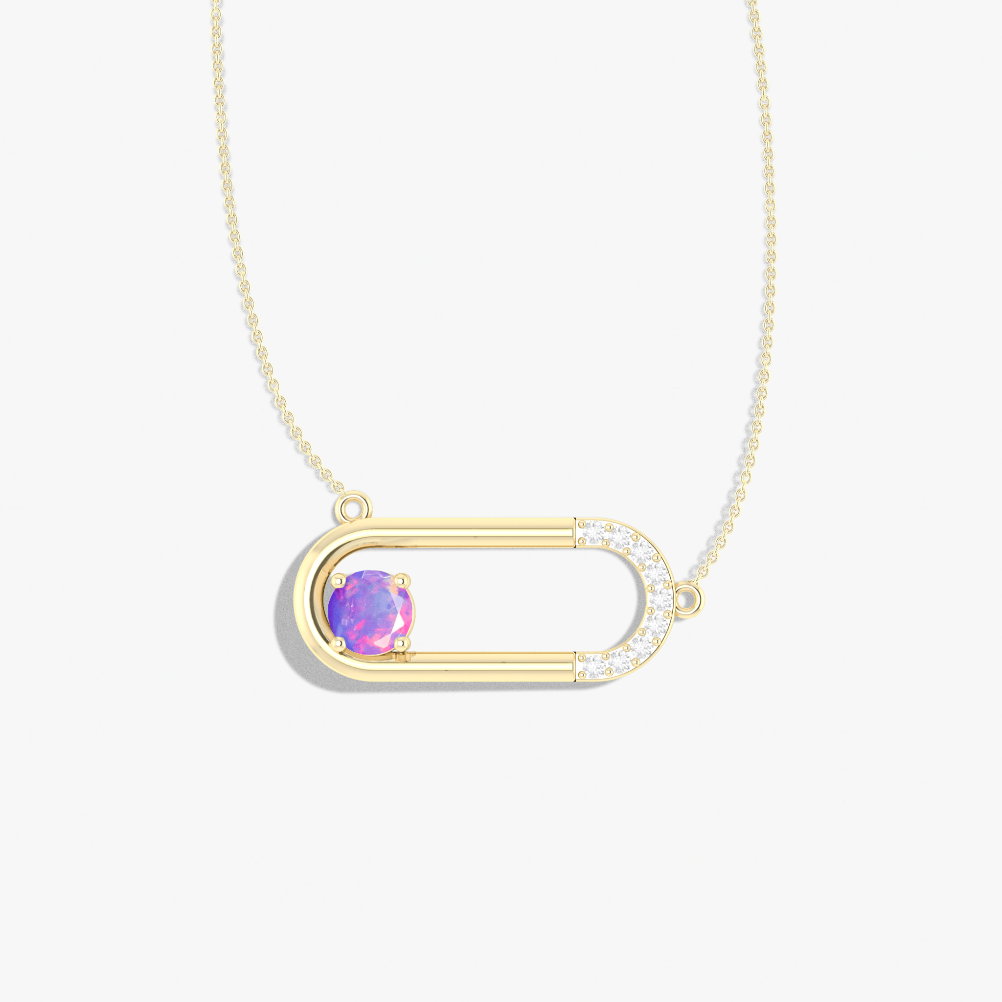 Black fire Round Ethiopian opal pendant necklace - Goodstone Jewels