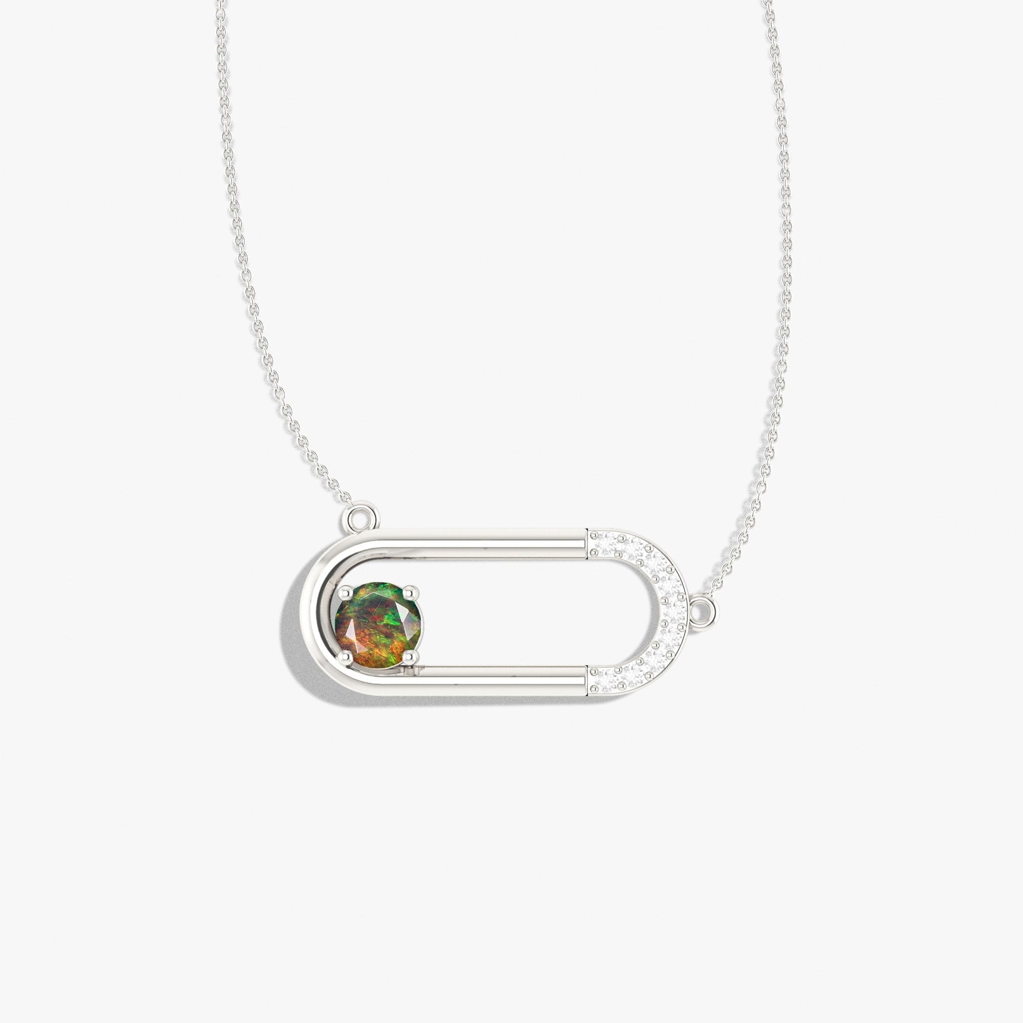 Black fire Round Ethiopian opal pendant necklace - Goodstone Jewels