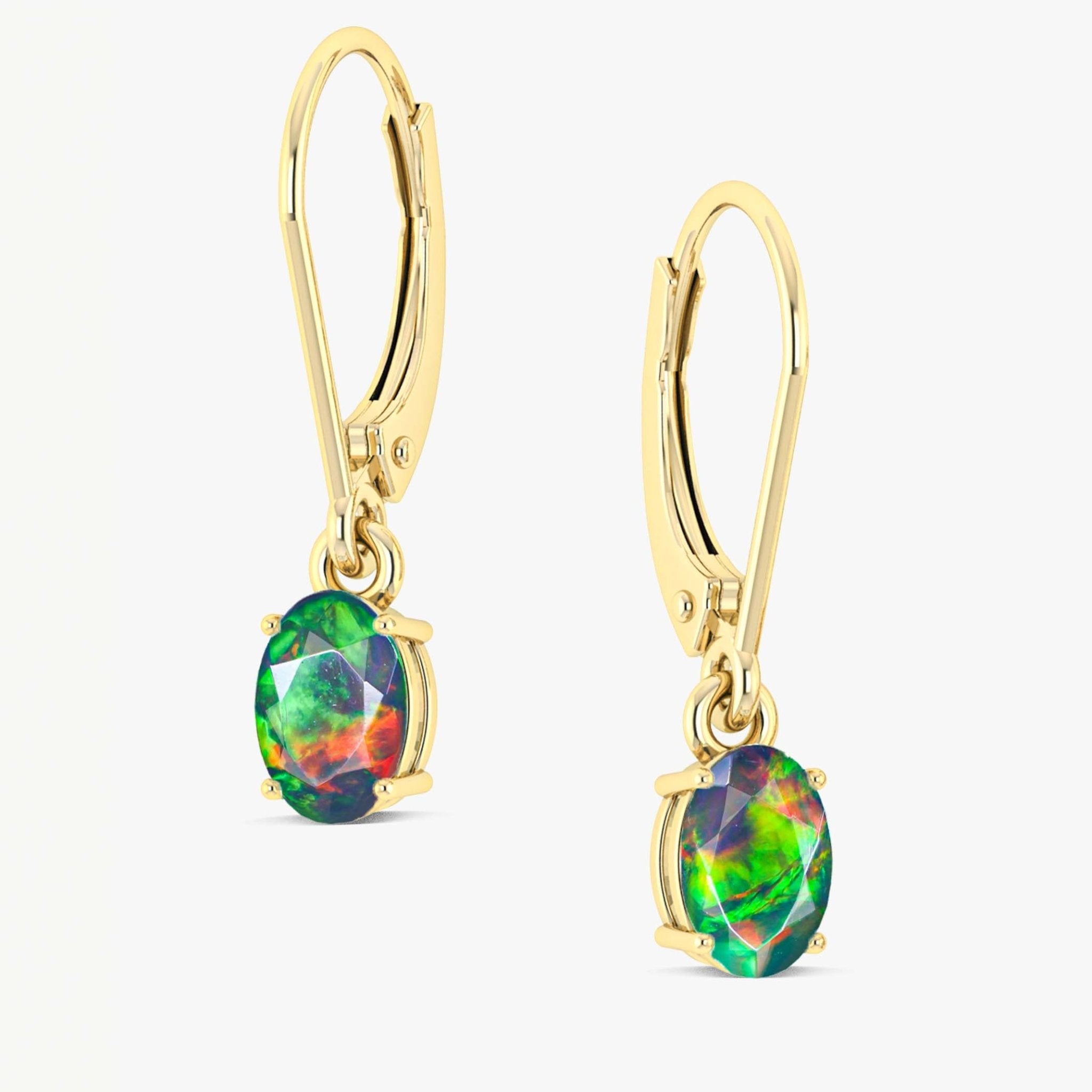 Black Multi Fire Opal Gemstone Dangle Earring - Goodstone Jewels