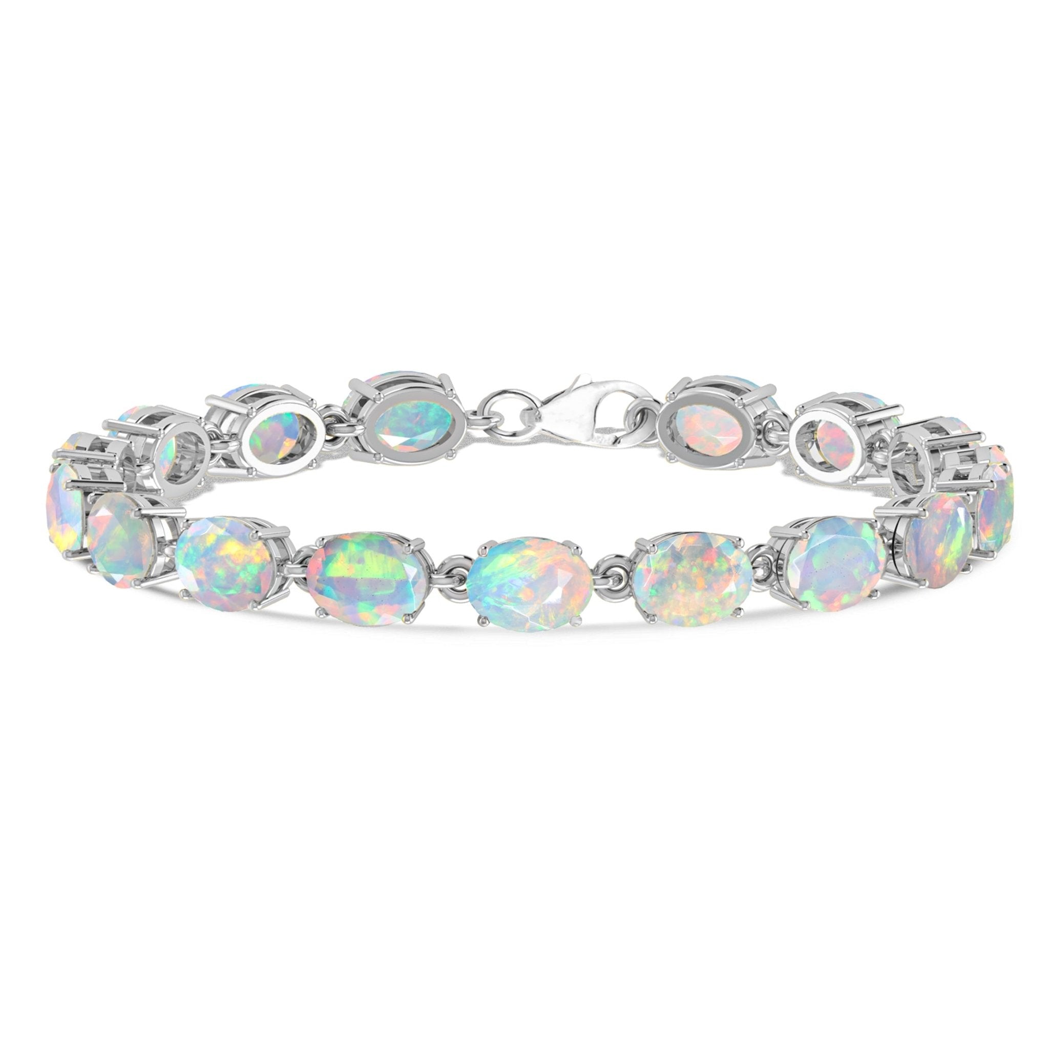 Black Natural Fire Opal Gemstone Tennis Bracelet - Goodstone Jewels