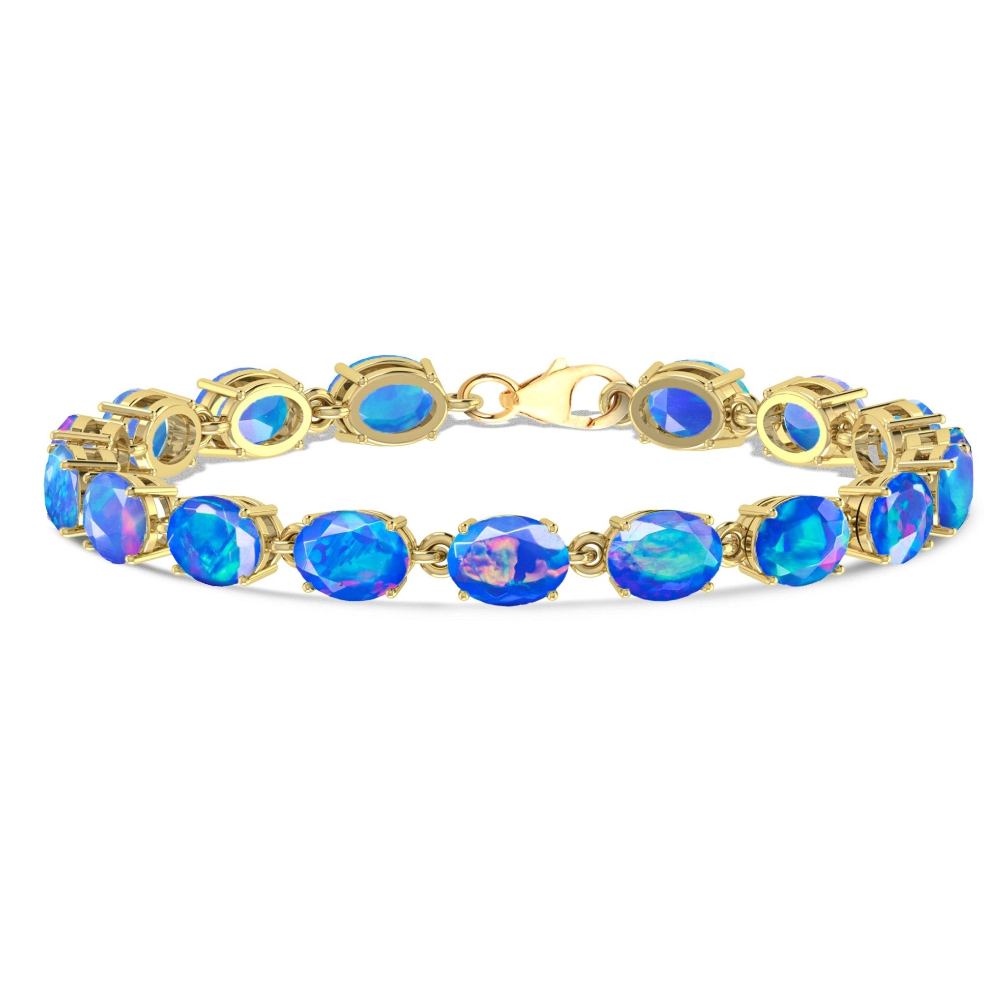 Black Natural Fire Opal Gemstone Tennis Bracelet - Goodstone Jewels
