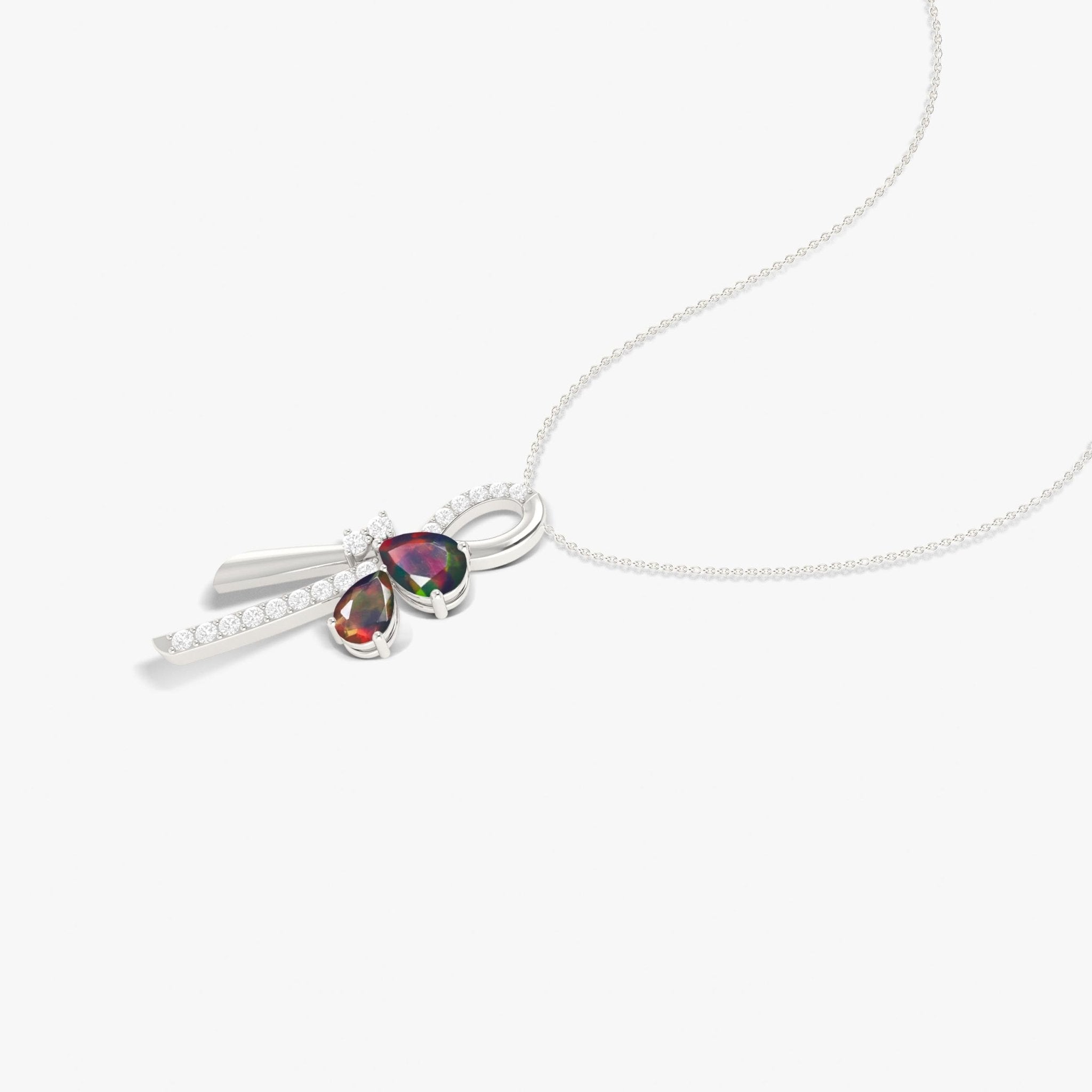 Black Opal Cross Pear Shape Necklace - Goodstone Jewels