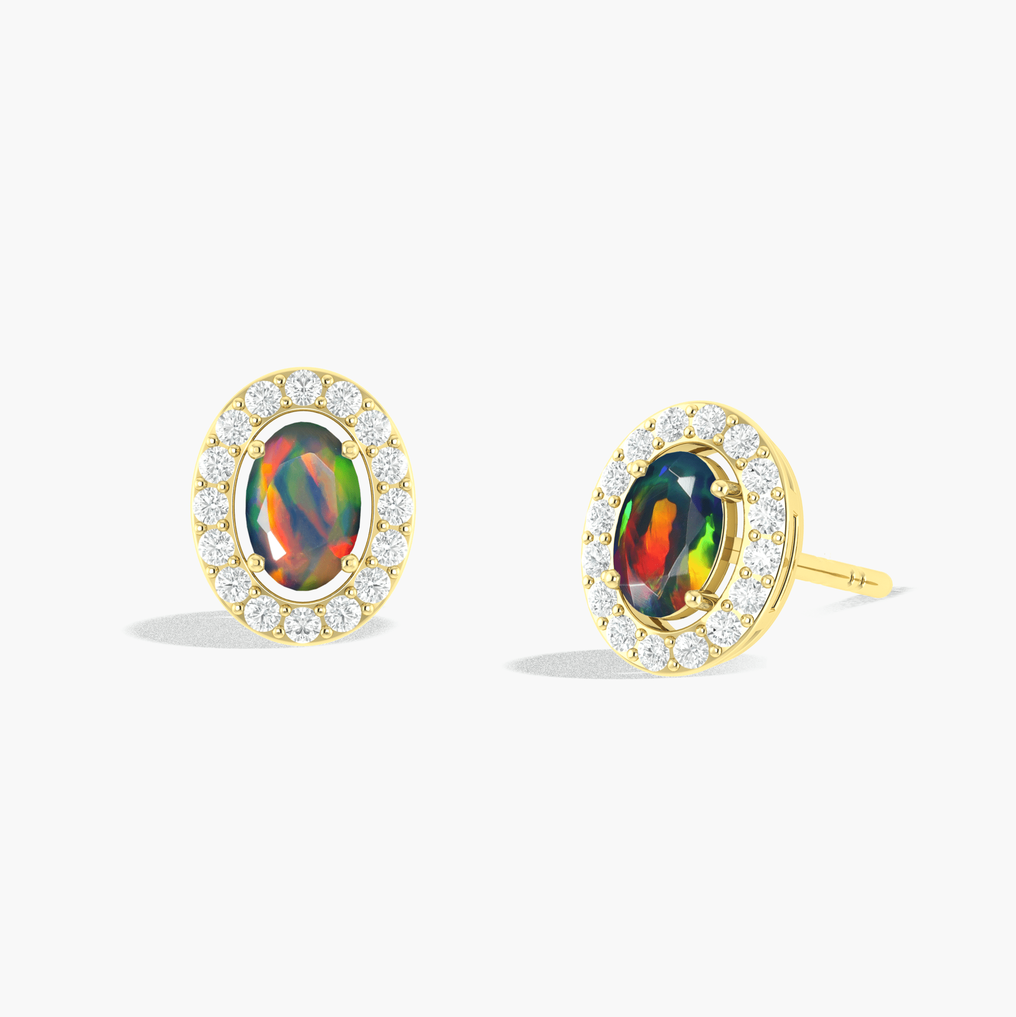 Black Opal Gemstone Oval Style Stud Earring - Goodstone Jewels