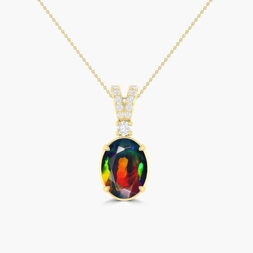 Black Opal Gemstone Pendant Necklace