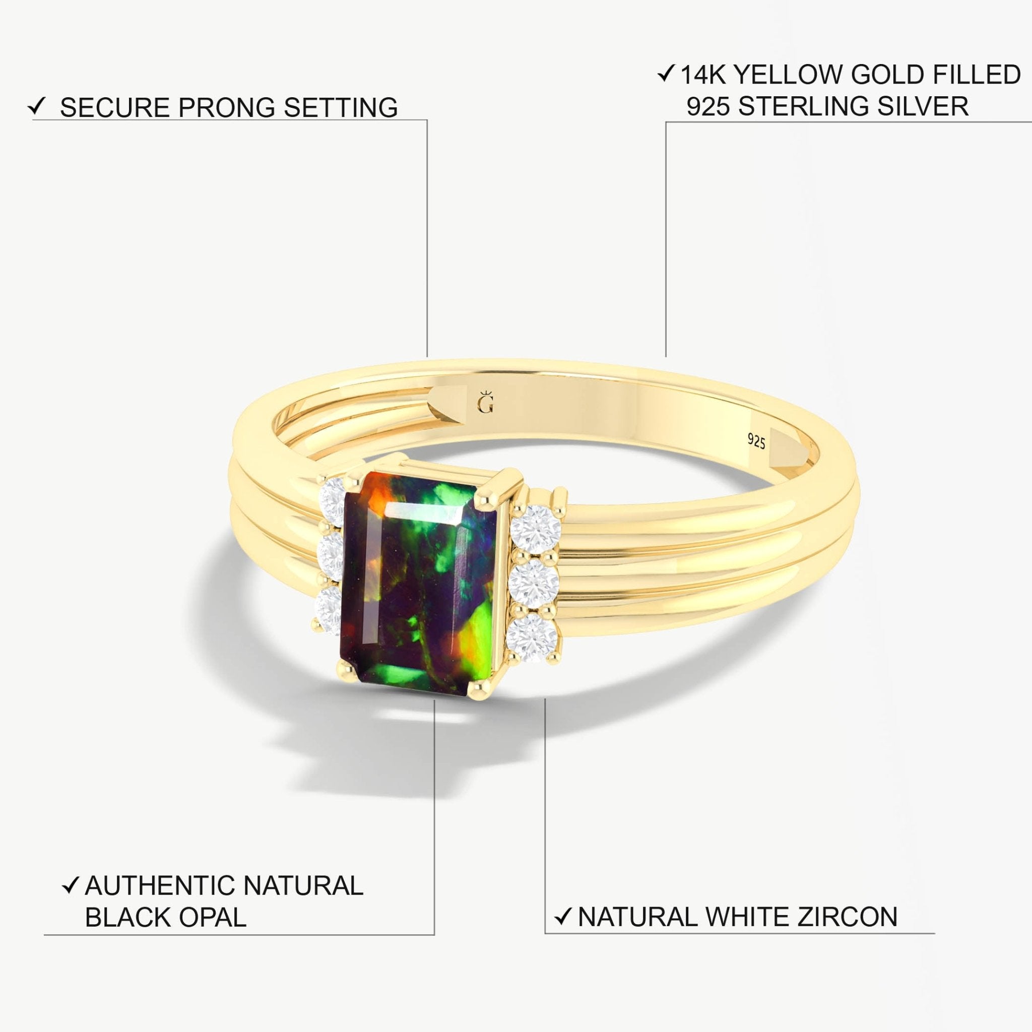 Black Opal Gemstone Ring Gift For Women - Goodstone Jewels