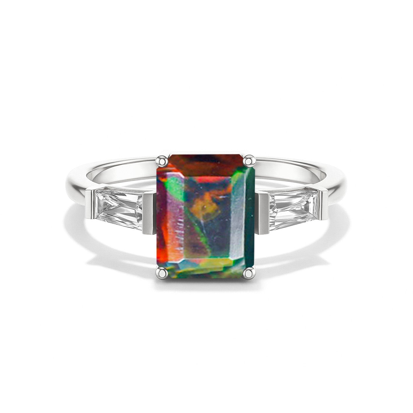 Black opal solitaire ring elegant design