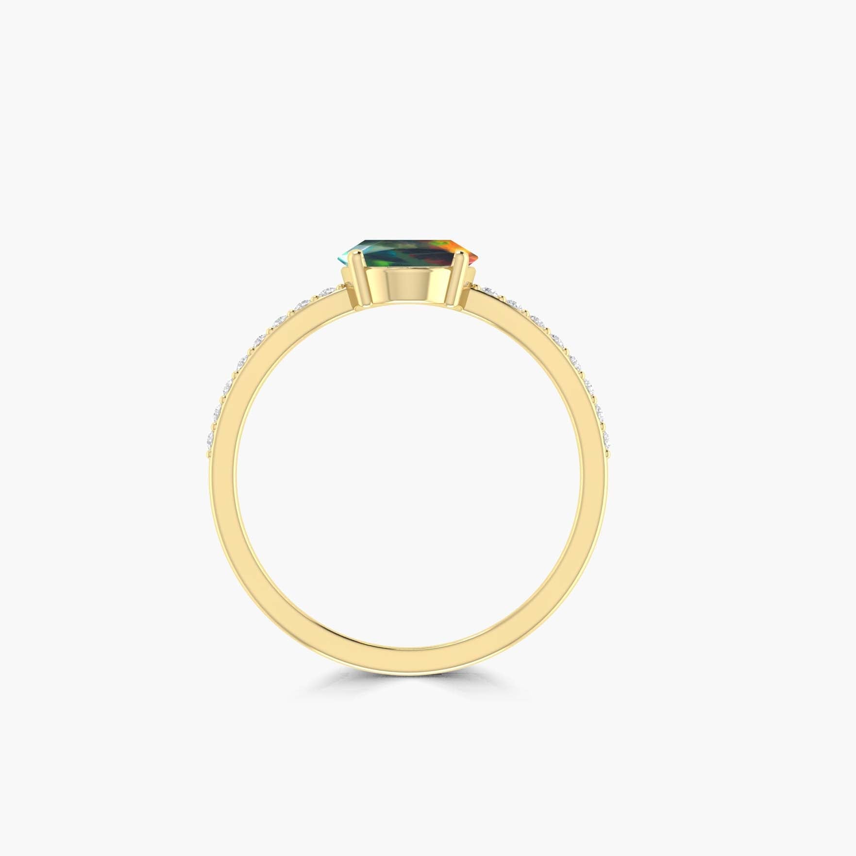 Black oval natural fire Ethiopian opal Statement ring - Goodstone Jewels