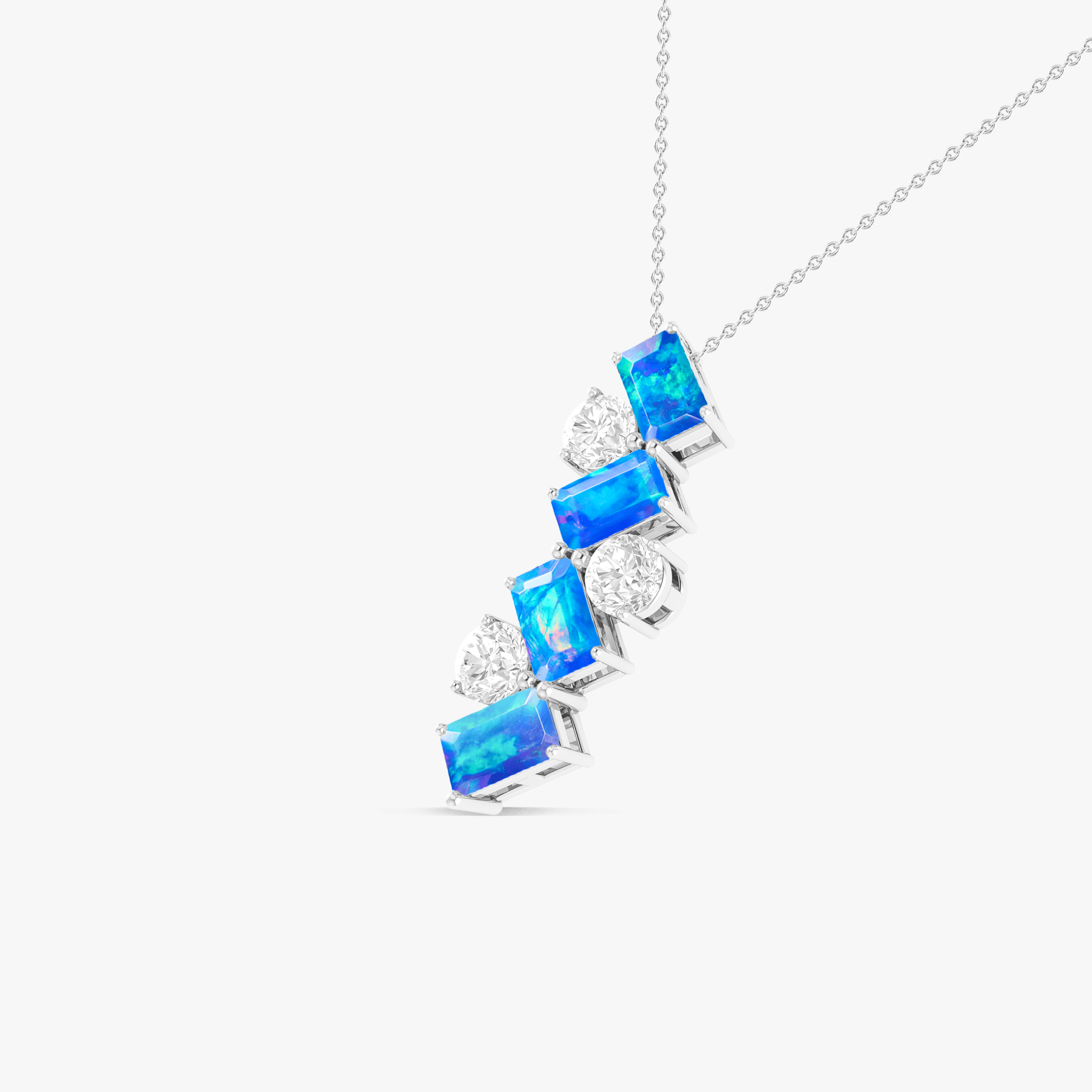 Blue Baguette Opal Gemstone Charm Pendant - Goodstone Jewels