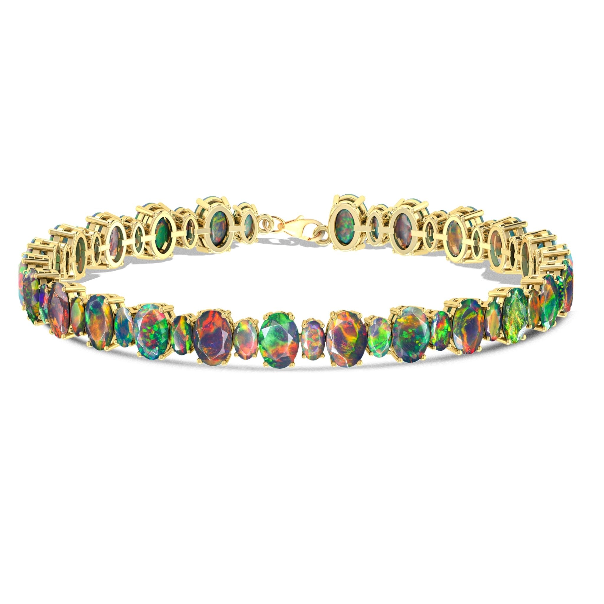 Blue Fire Opal Oval Shape Gemstone Bracelet - Goodstone Jewels