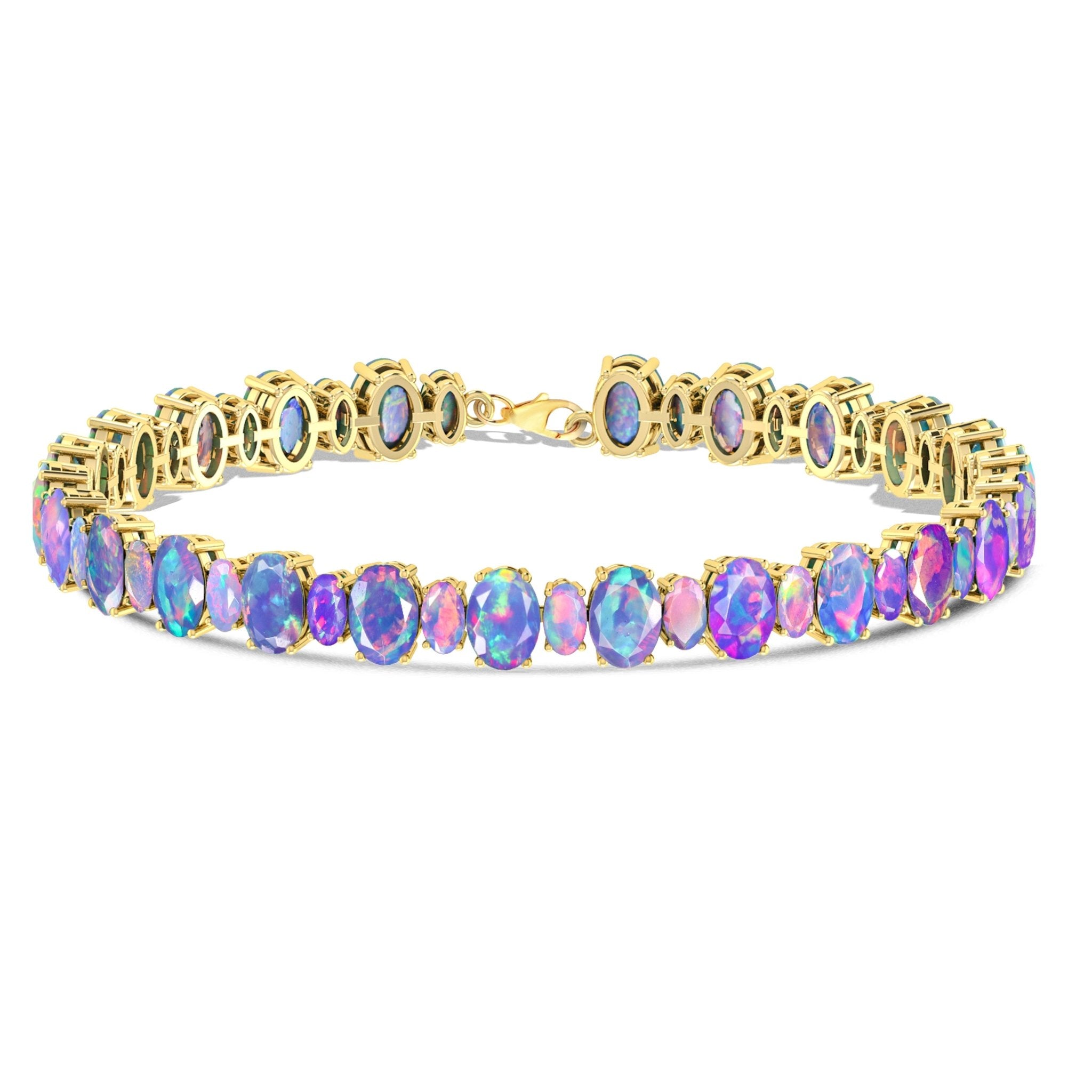 Blue Fire Opal Oval Shape Gemstone Bracelet - Goodstone Jewels