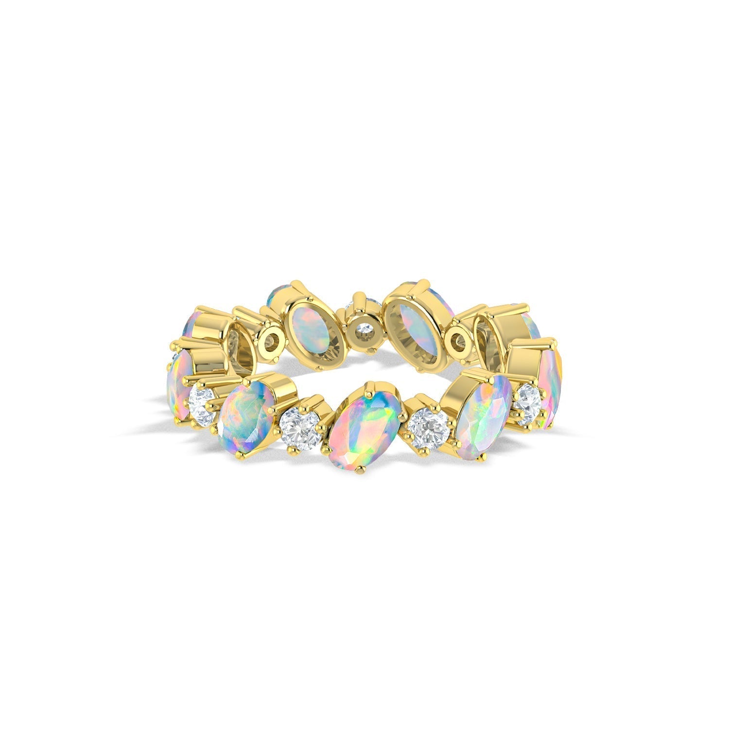 Blue Fire Oval Faceted Opal Ring for Women - Goodstone Jewels