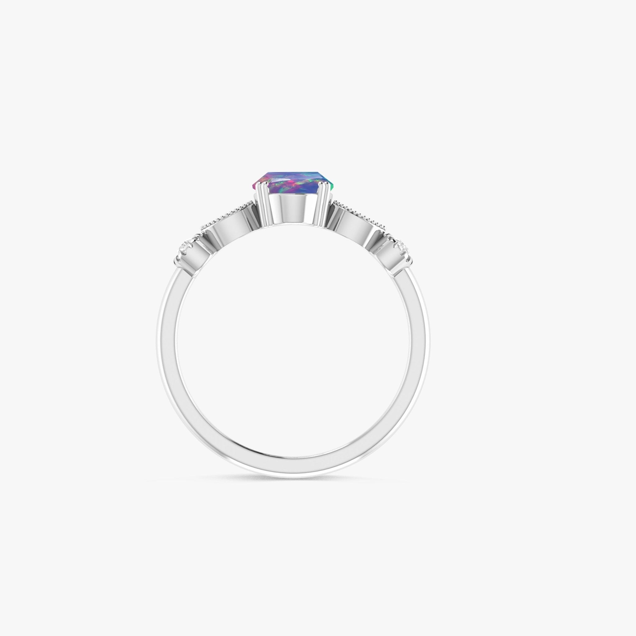 Blue Multifire Oval Ethiopian Opal Ring for Women - Goodstone Jewels