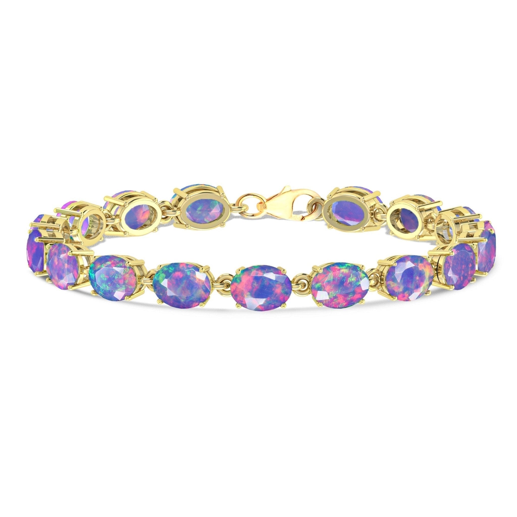 Blue Natural Fire Opal Gemstone Tennis Bracelet - Goodstone Jewels