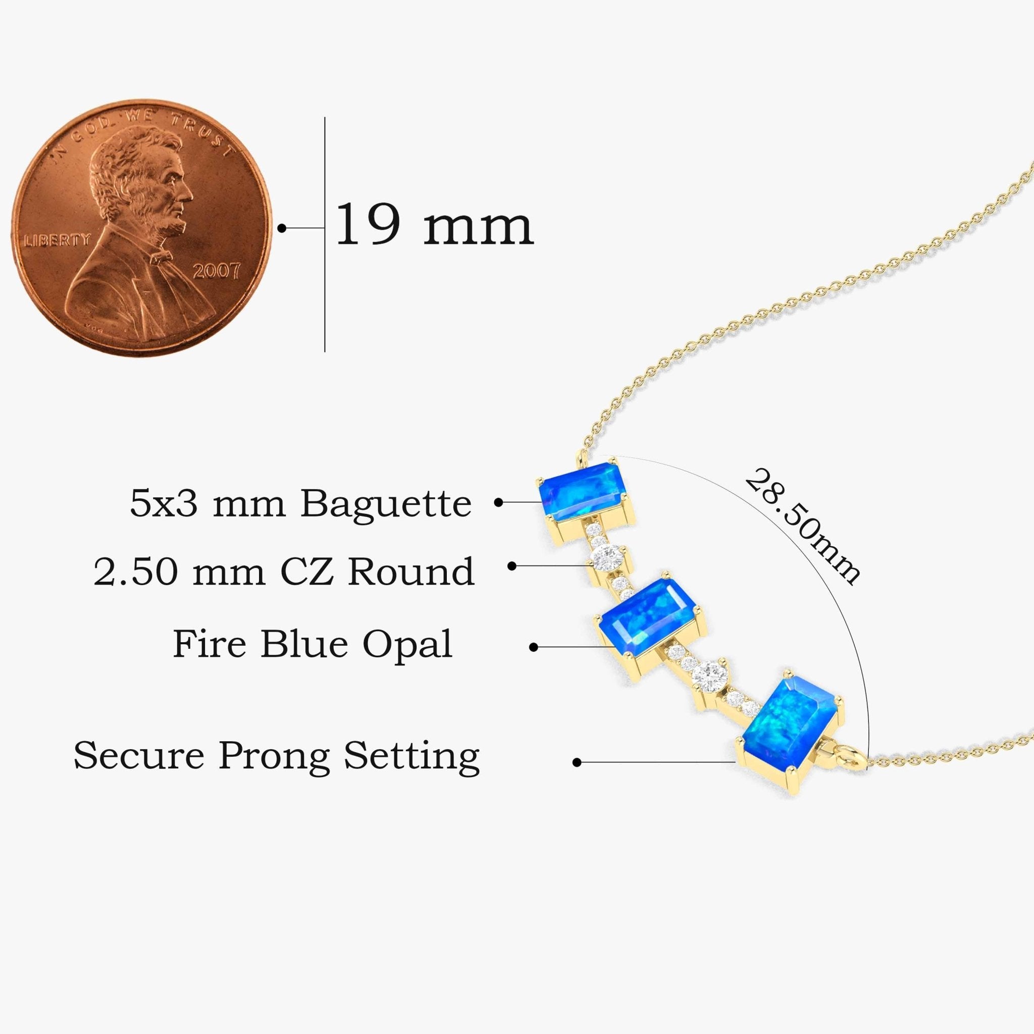 Blue Opal Baguette Gemstone Bar Pendant - Goodstone Jewels