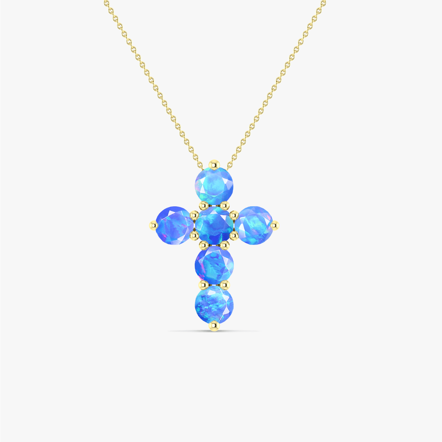 Blue Opal Gemstone Cross Pendant - Goodstone Jewels