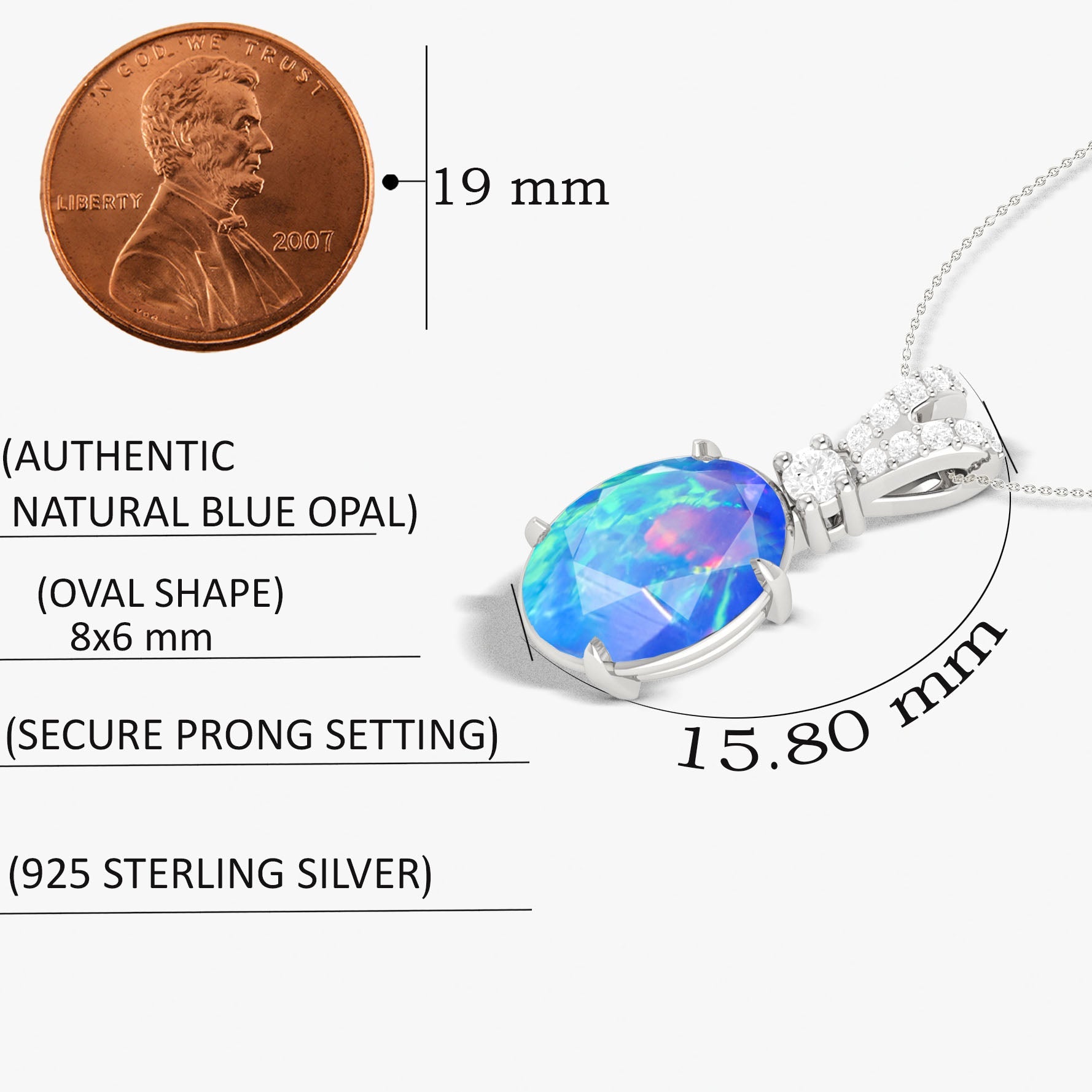 Blue Opal Gemstone Pendant Necklace - Goodstone Jewels