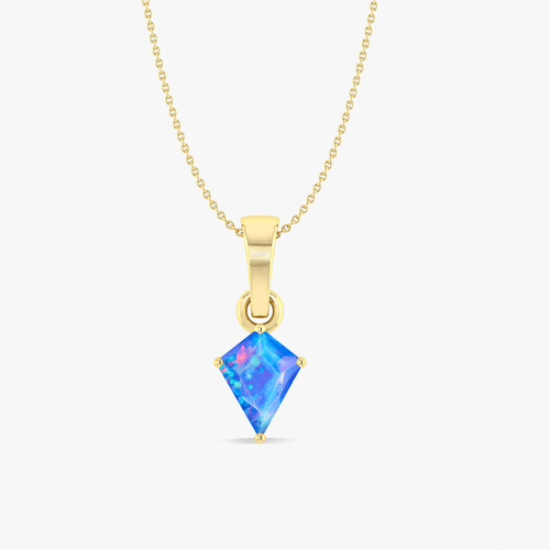Blue Opal Kite Gemstone Pendant Necklace