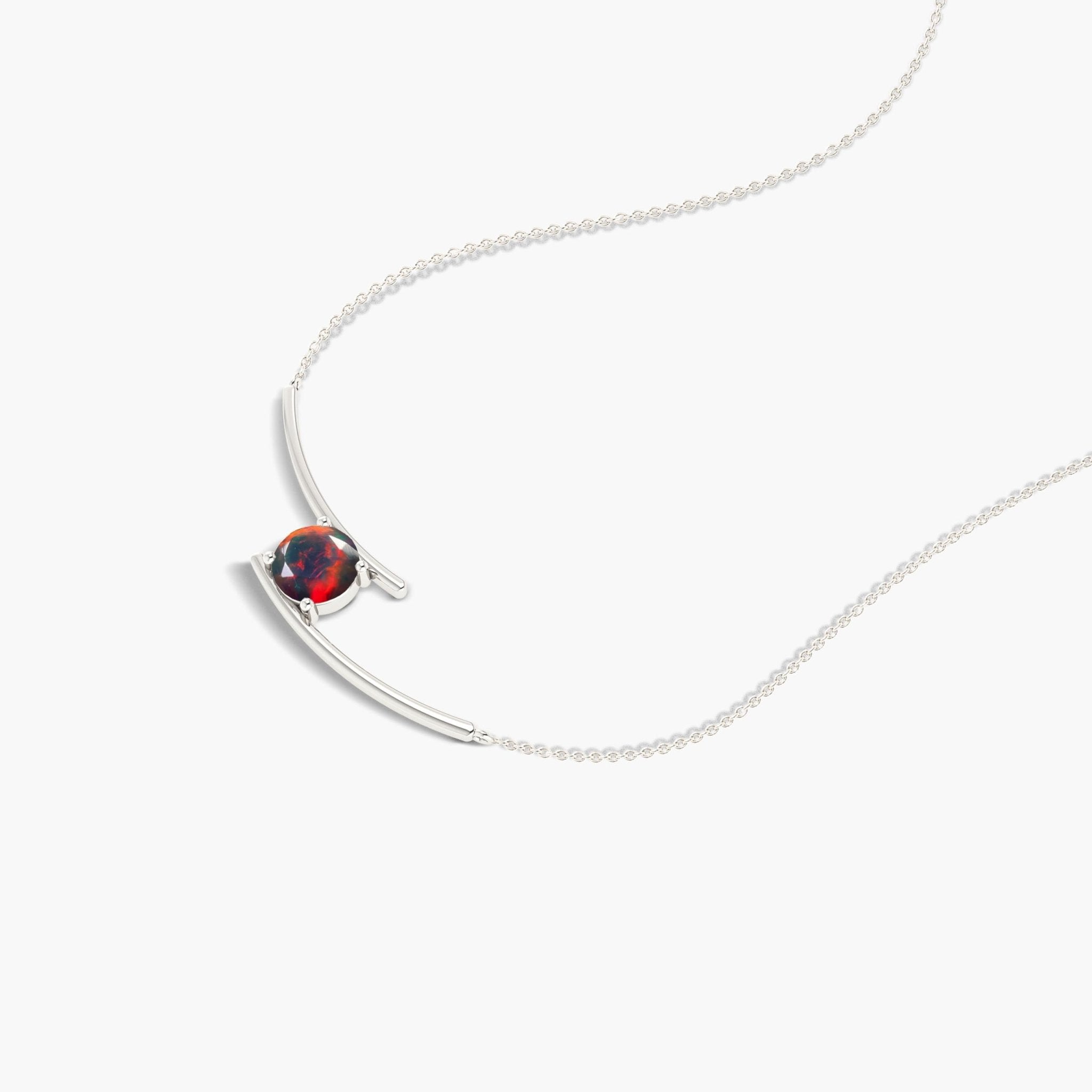 Bypass Pendant Chain Necklace with 7 MM Natural Black Opal - Goodstone Jewels