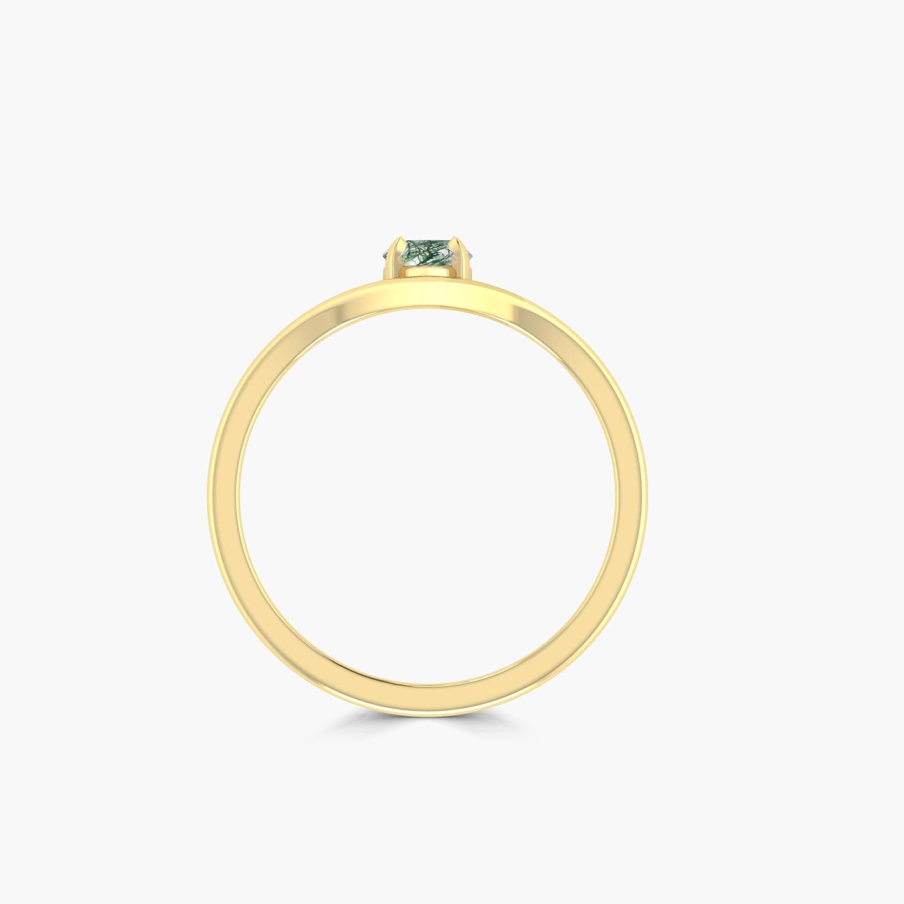 Dainty Marquise Shape Moss Agate Handcrafted ring - Goodstone Jewels