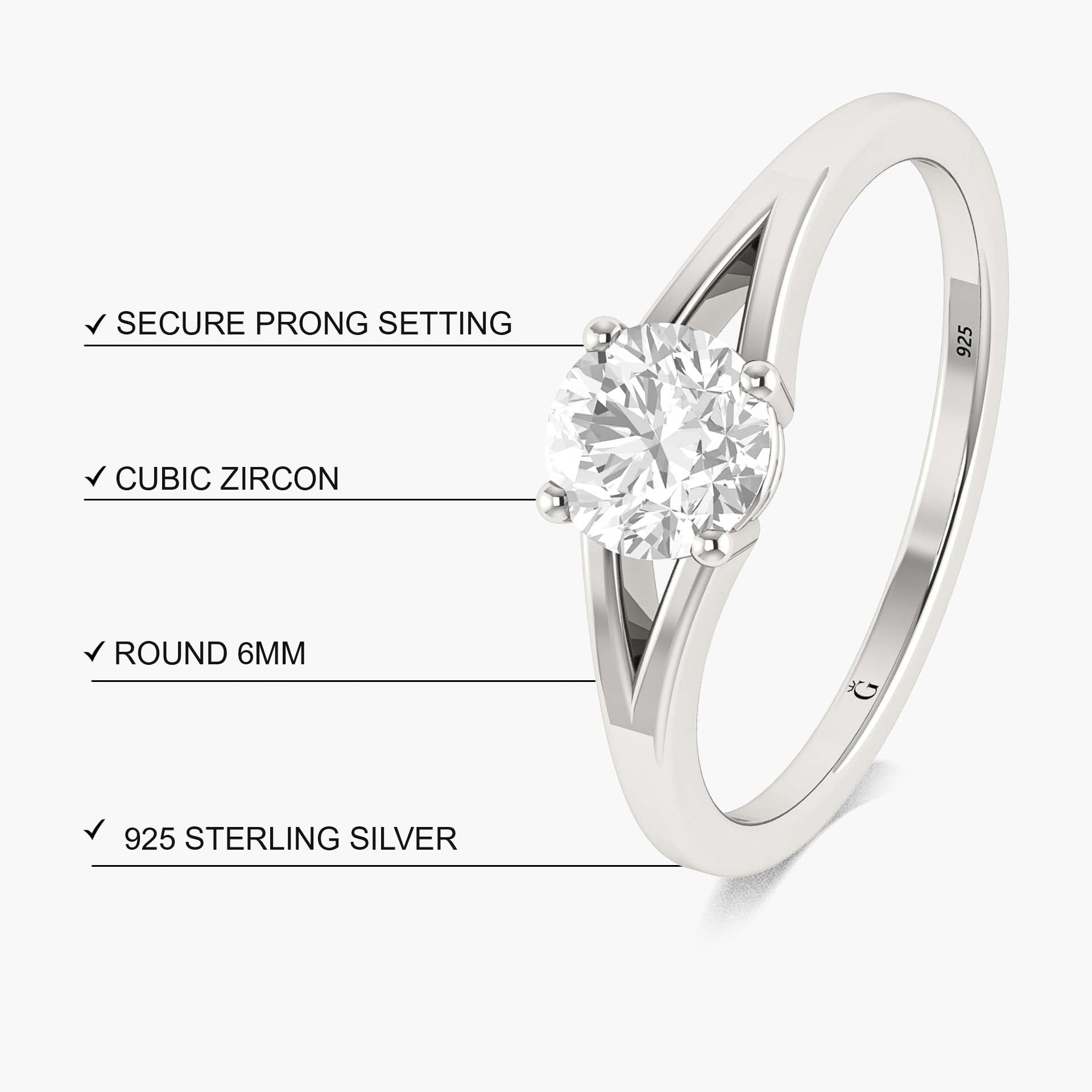 Dainty round Cubic Zirconia Wedding ring - Goodstone Jewels