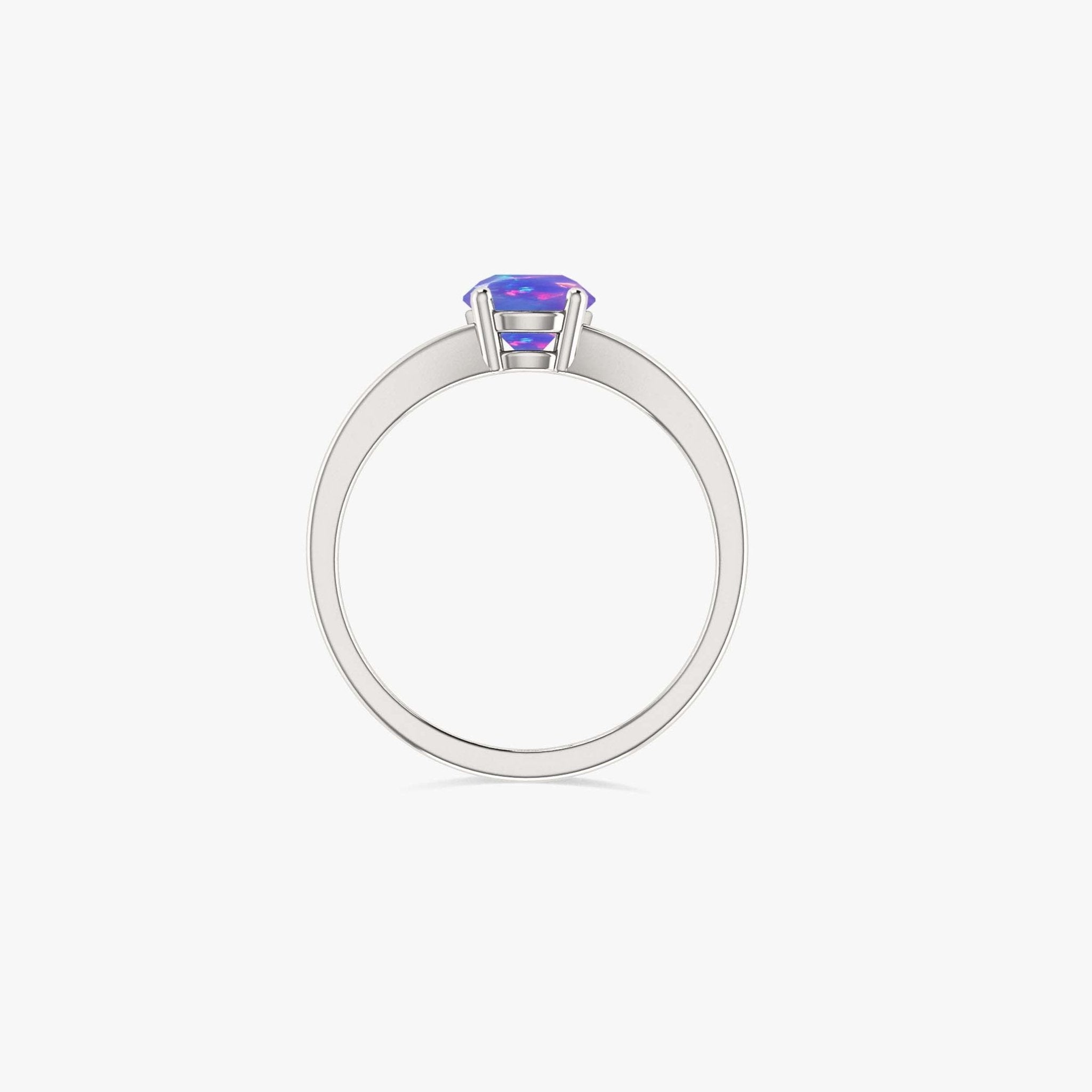 Dainty round lavender fire minimalist opal ring - Goodstone Jewels