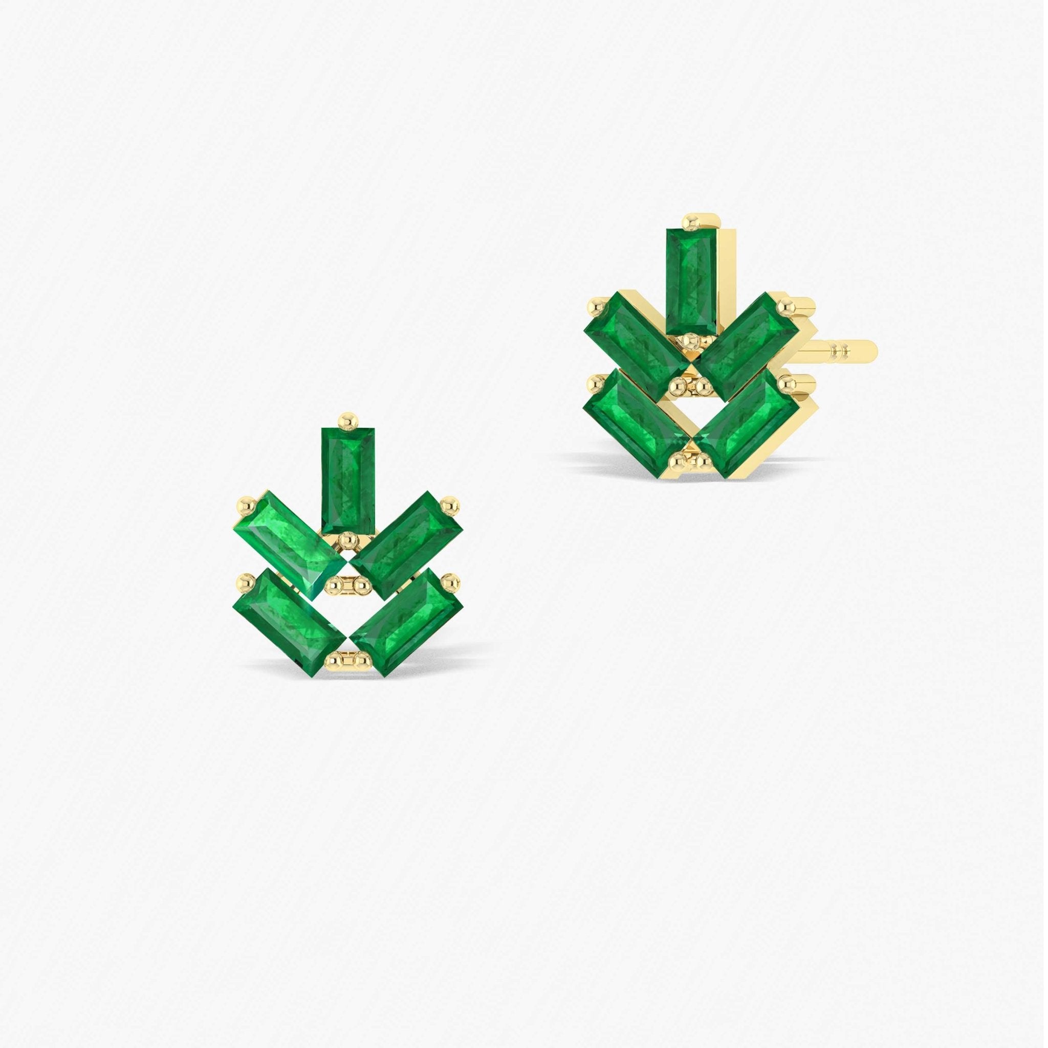 Emerald Baguette Stone Stud Earring - Goodstone Jewels