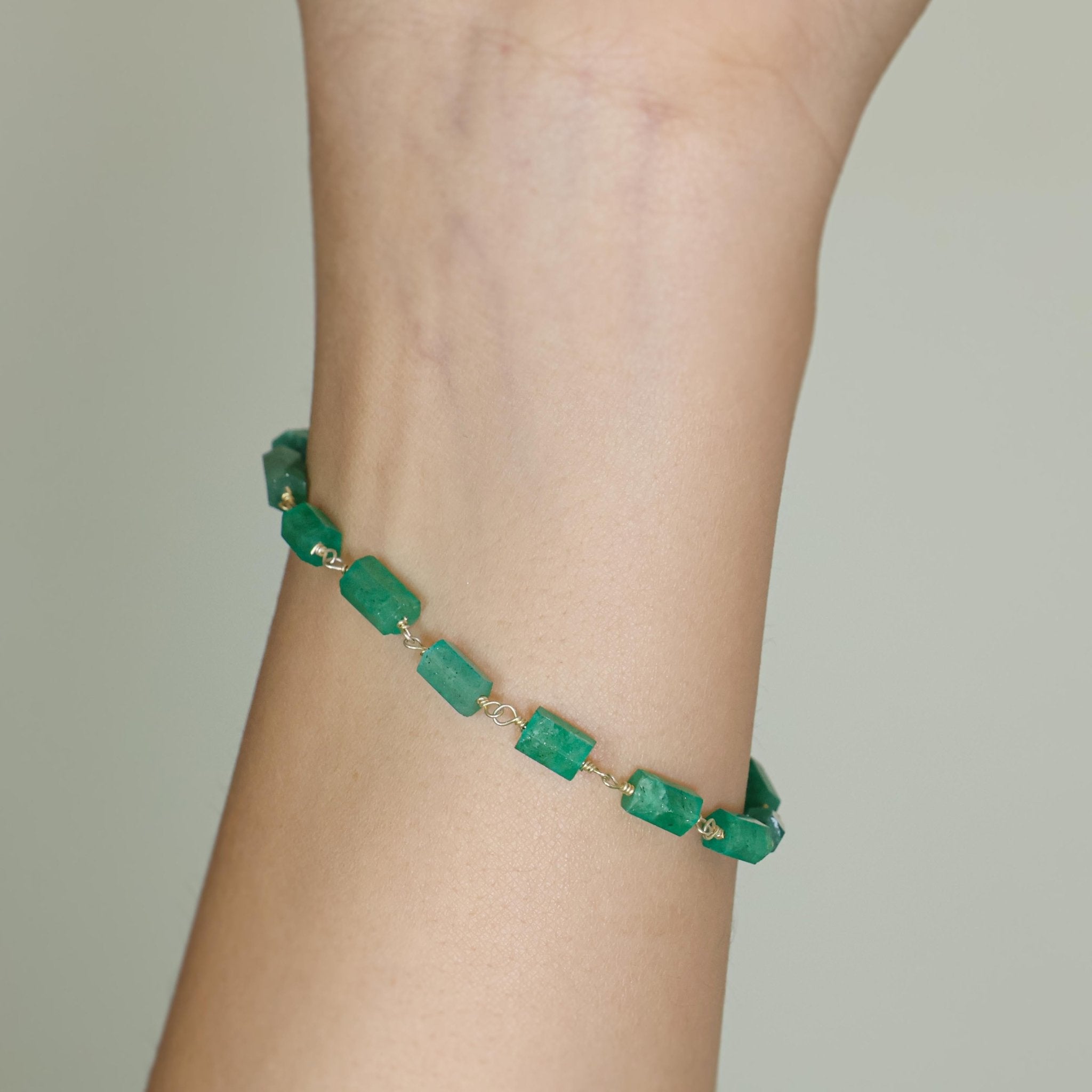 Emerald Designer Pencil Bracelet With Toggle Clasp - Goodstone Jewels