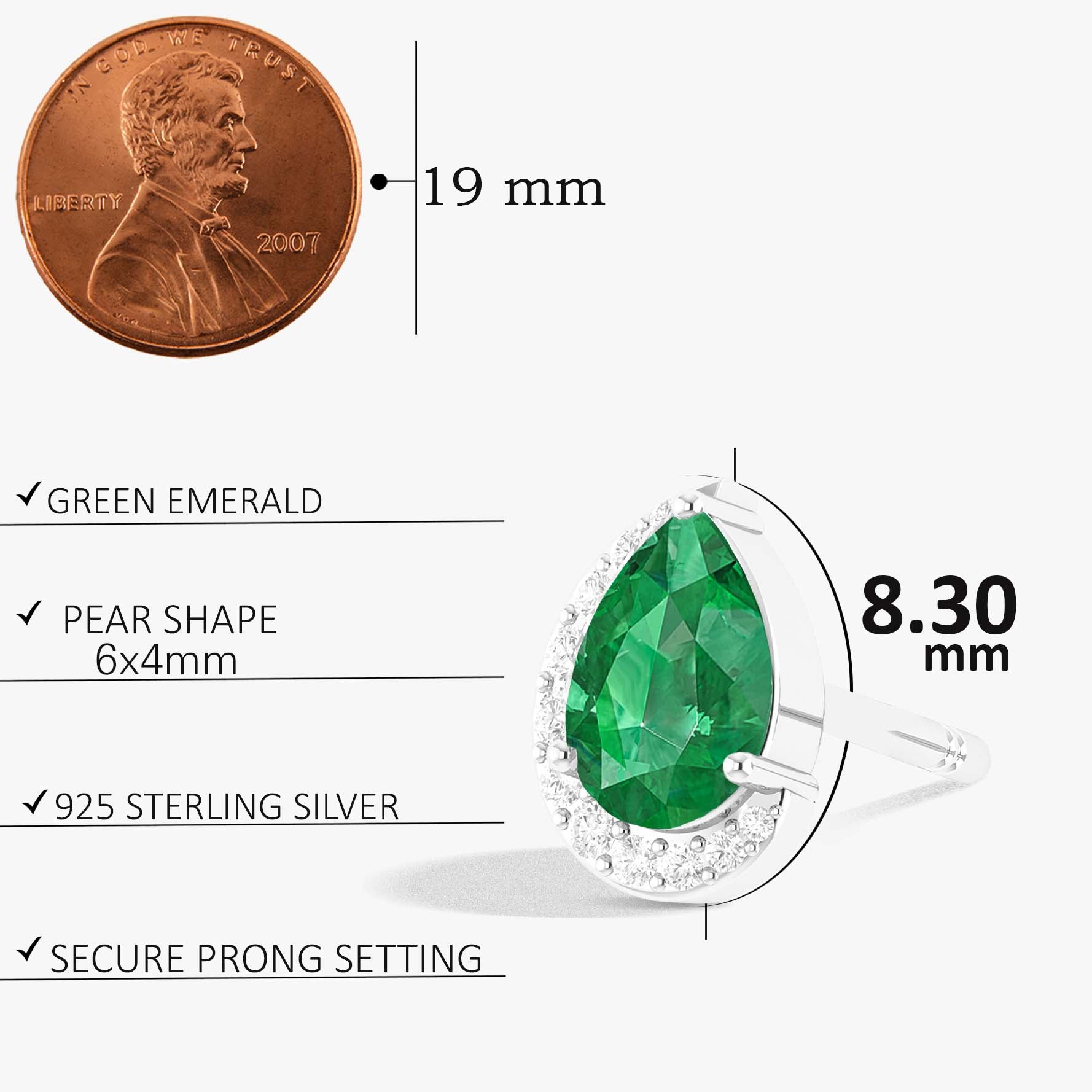 Emerald Gemstone Pear Design Stud Earring - Goodstone Jewels