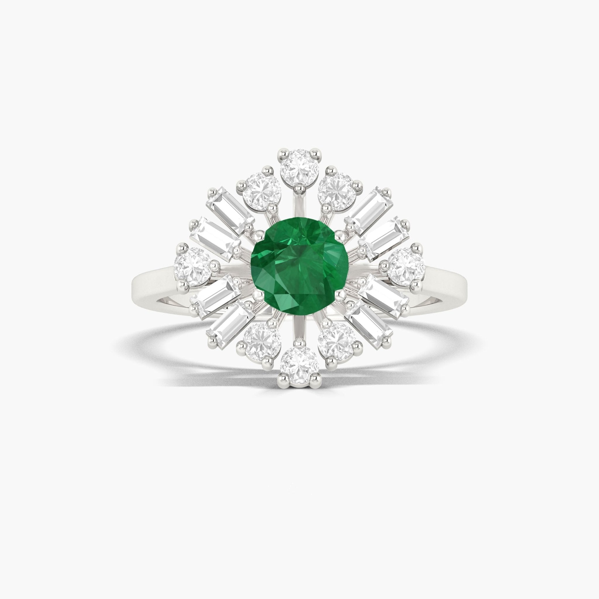 Emerald round statement 18k Gold Vermeil and silver ring - Goodstone Jewels