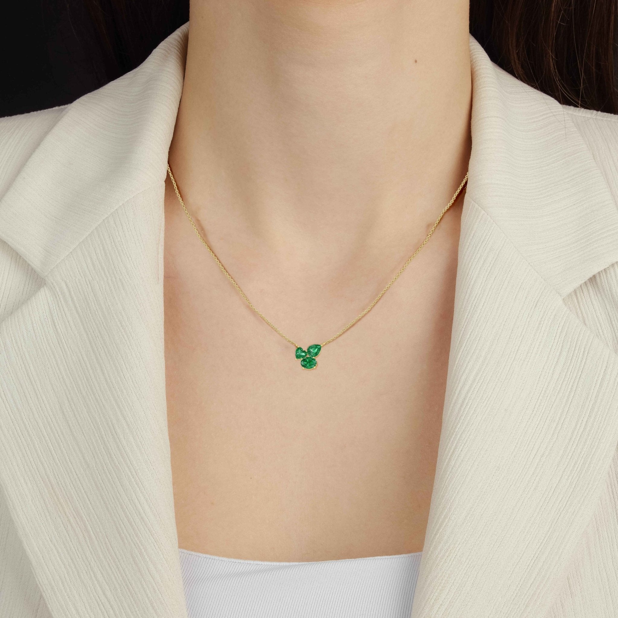 Emerald Three Stone Pendant Jewelry - Goodstone Jewels