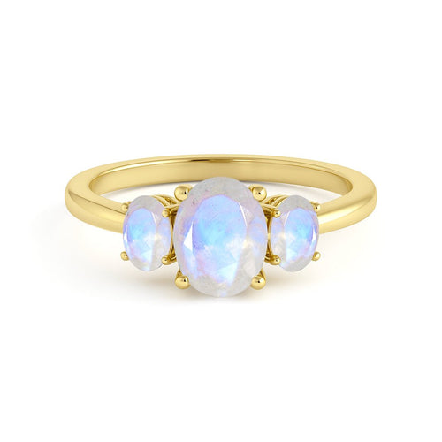 Three Stone Moonstone Rings - Engagement & Wedding