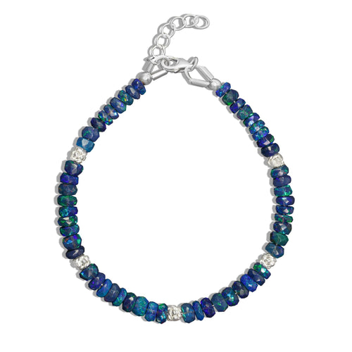 Faceted Separator Natural Black Opal Beaded Bracelet