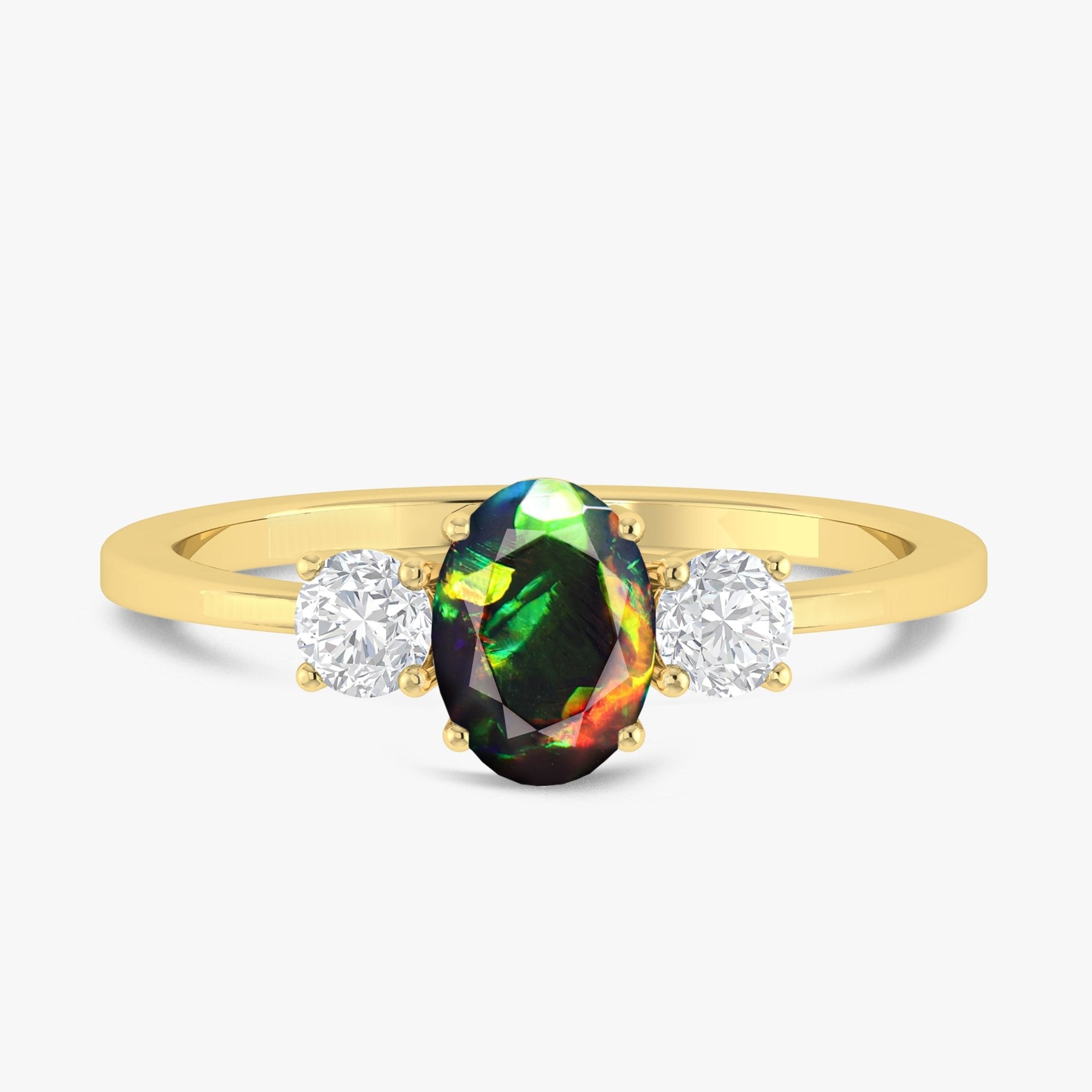Fire Black Opal Gemstone Ring - Goodstone Jewels