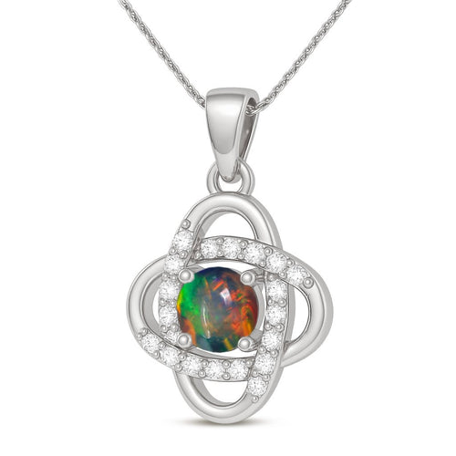 Black Opal Pendant Necklace - Gemstone Jewelry