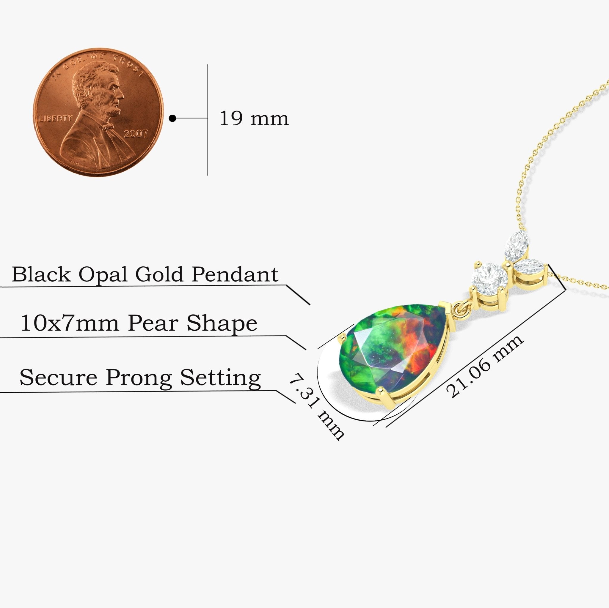 Fire Black Opal Pear Gemstone Pendant - Goodstone Jewels