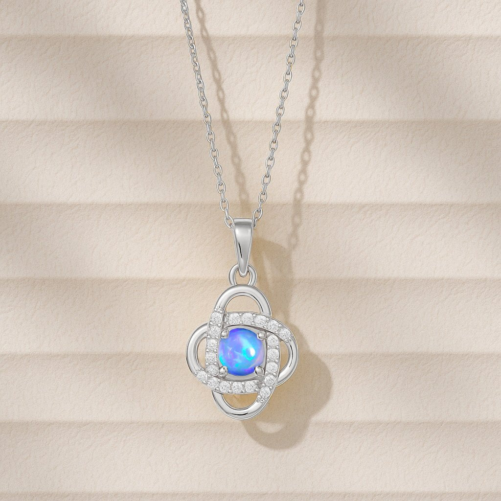 Fire Blue Opal Gemstone Statement Pendant Necklace - Goodstone Jewels