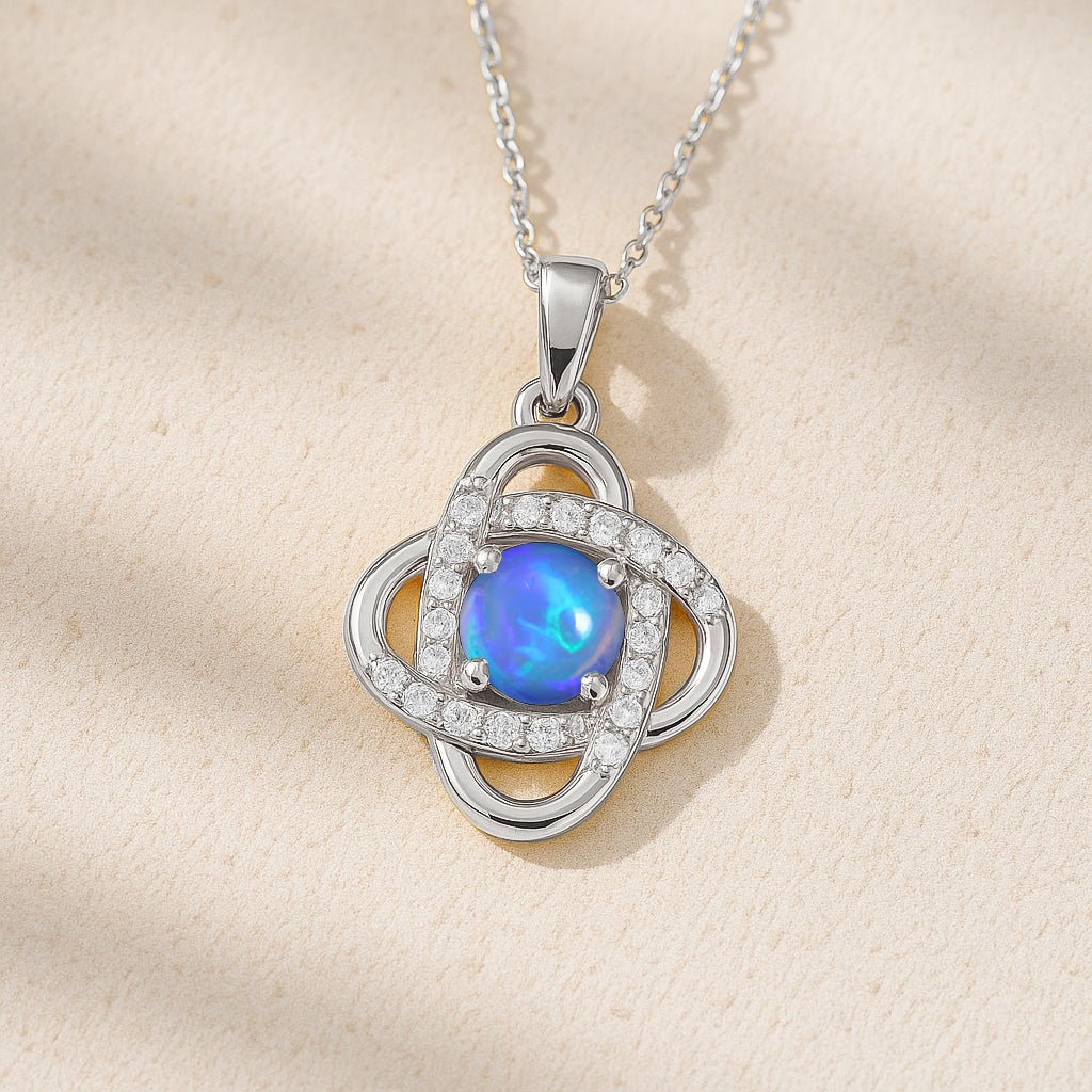Fire Blue Opal Gemstone Statement Pendant Necklace - Goodstone Jewels