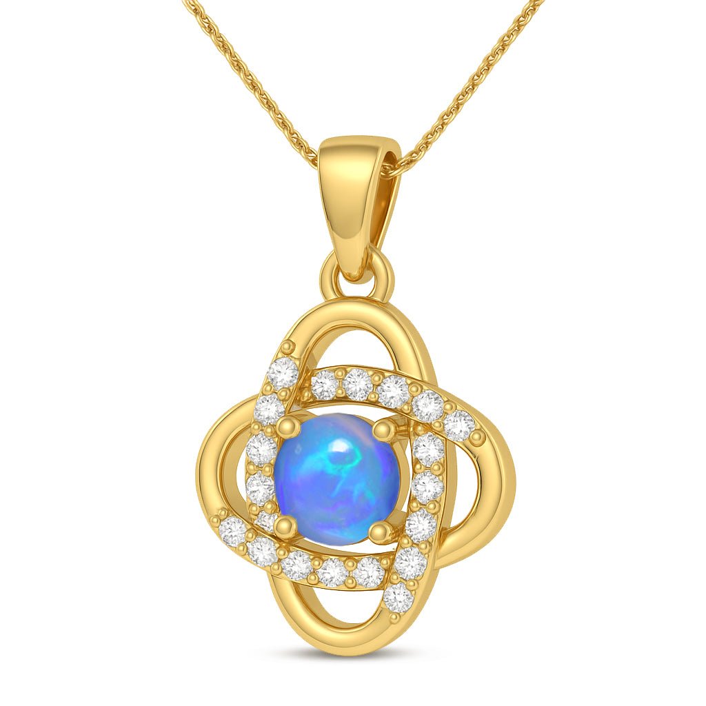 Fire Blue Opal Gemstone Statement Pendant Necklace - Goodstone Jewels