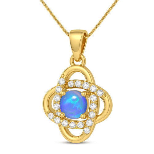 Blue Opal Gemstone Necklace Statement Pendant