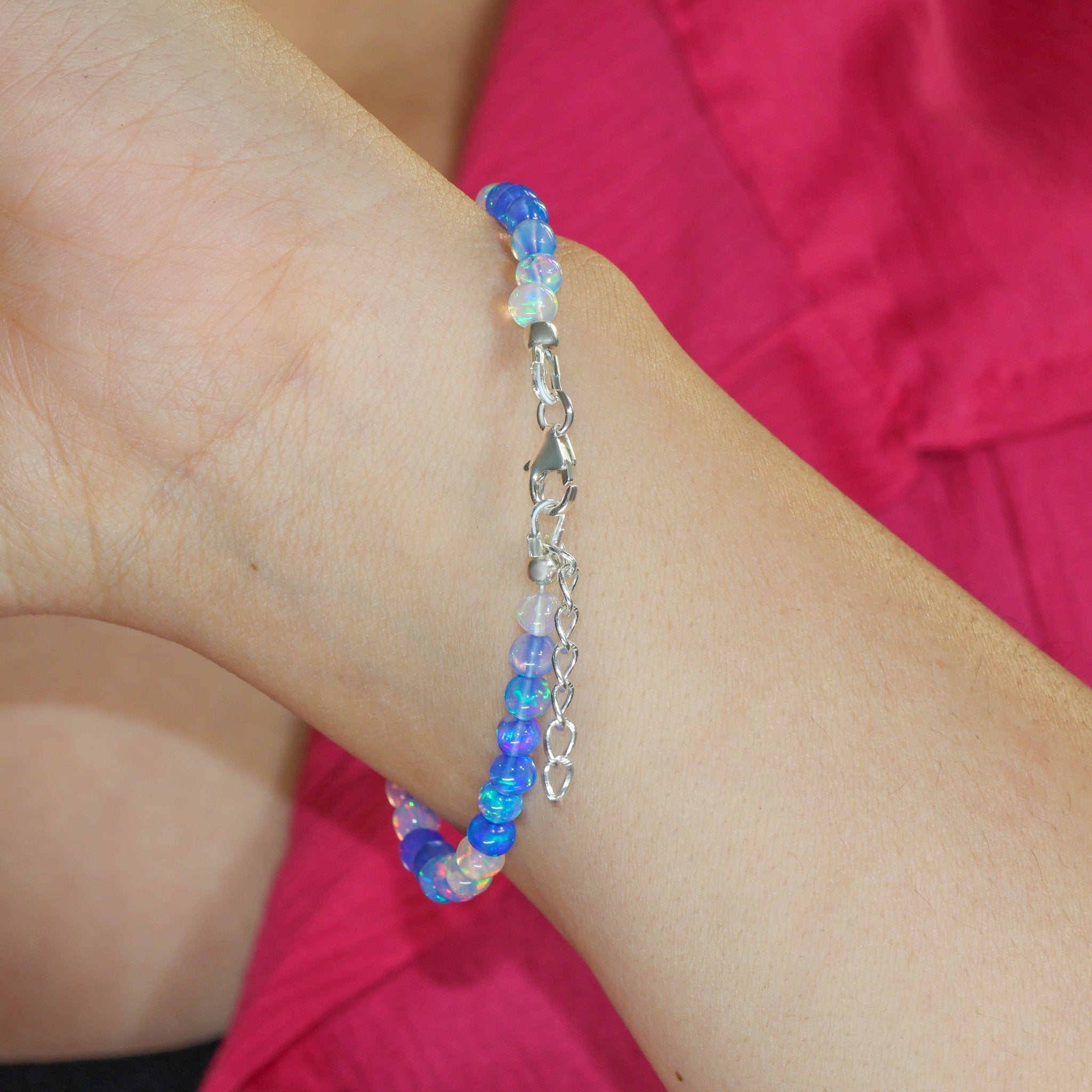 Fire Blue Opal Round Shaded Beads Bracelet for Women - Goodstone Jewels
