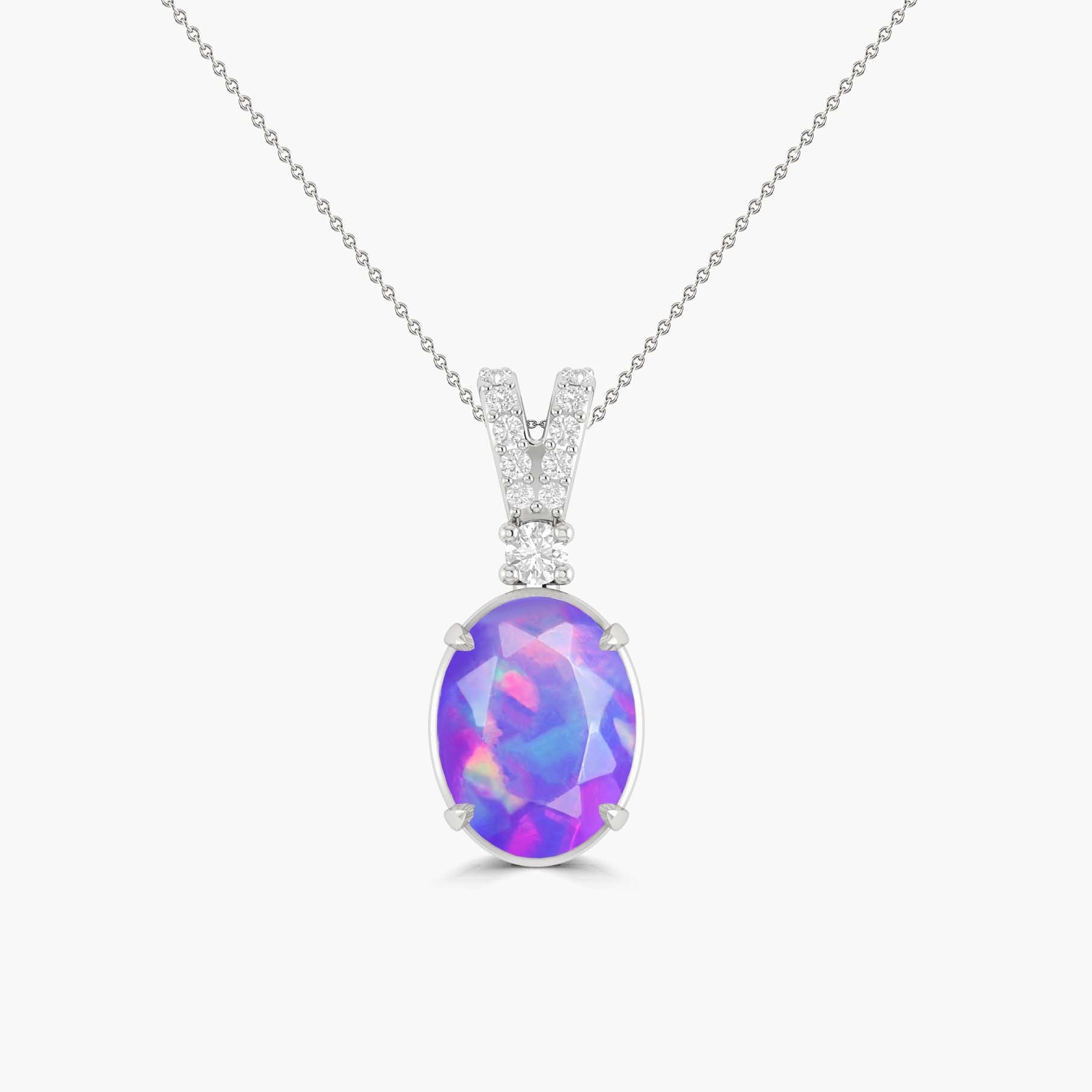 Fire Lavender Opal Gemstone Pendant Necklace - Goodstone Jewels