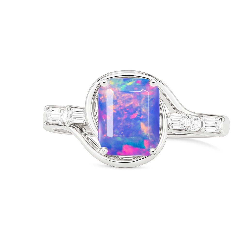 Fire Lavender Opal Gemstone Statement Ring for Women - Goodstone Jewels