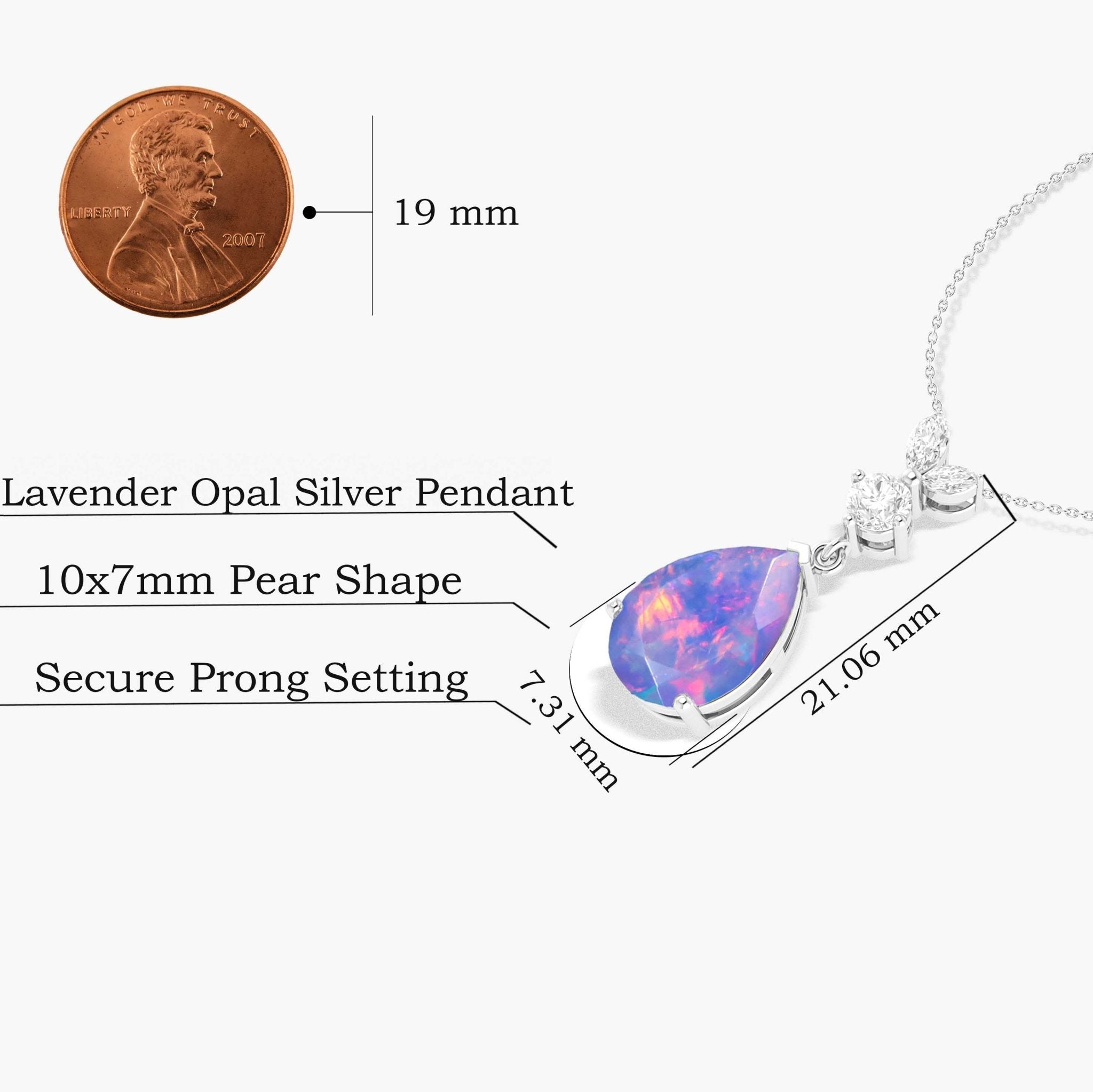 Fire Lavender Opal Pear Gemstone Pendant - Goodstone Jewels