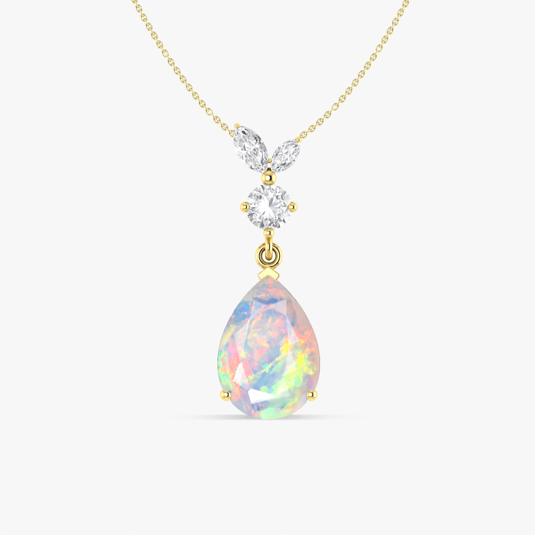 Fire Natural Opal Pear Gemstone Pendant - Goodstone Jewels