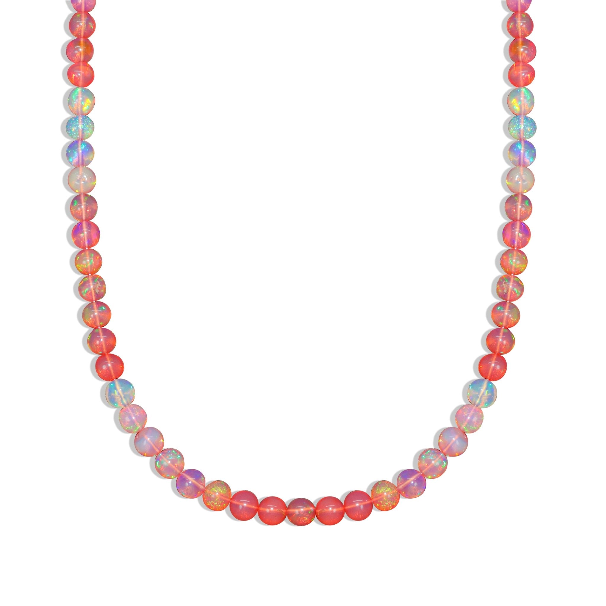 Fire Red Opal Round Gemstone Shaded Necklace - Goodstone Jewels