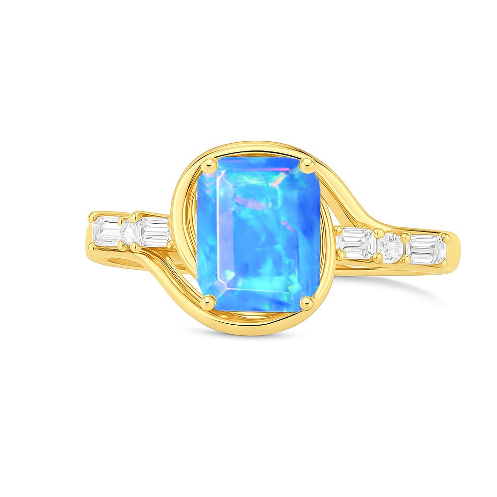 Genuine Blue Opal Gemstone Statement Ring for Women - Goodstone Jewels