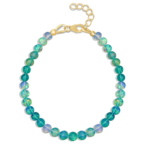 Charming Green Opal Beaded Bracelet for Women